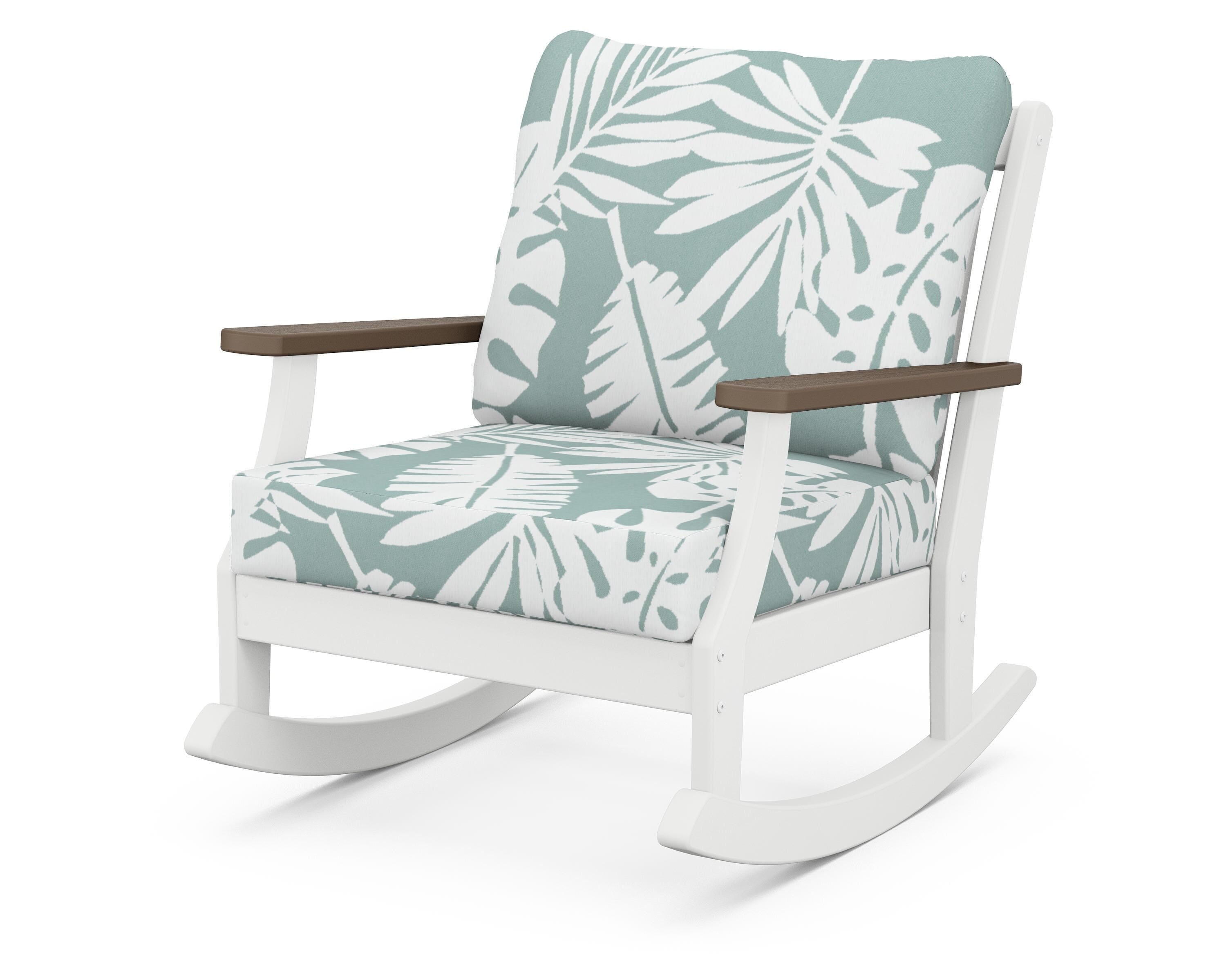 POLYWOOD® Braxton Deep Seating Rocking Chair in White / Kona / Leaf Glacier Spa