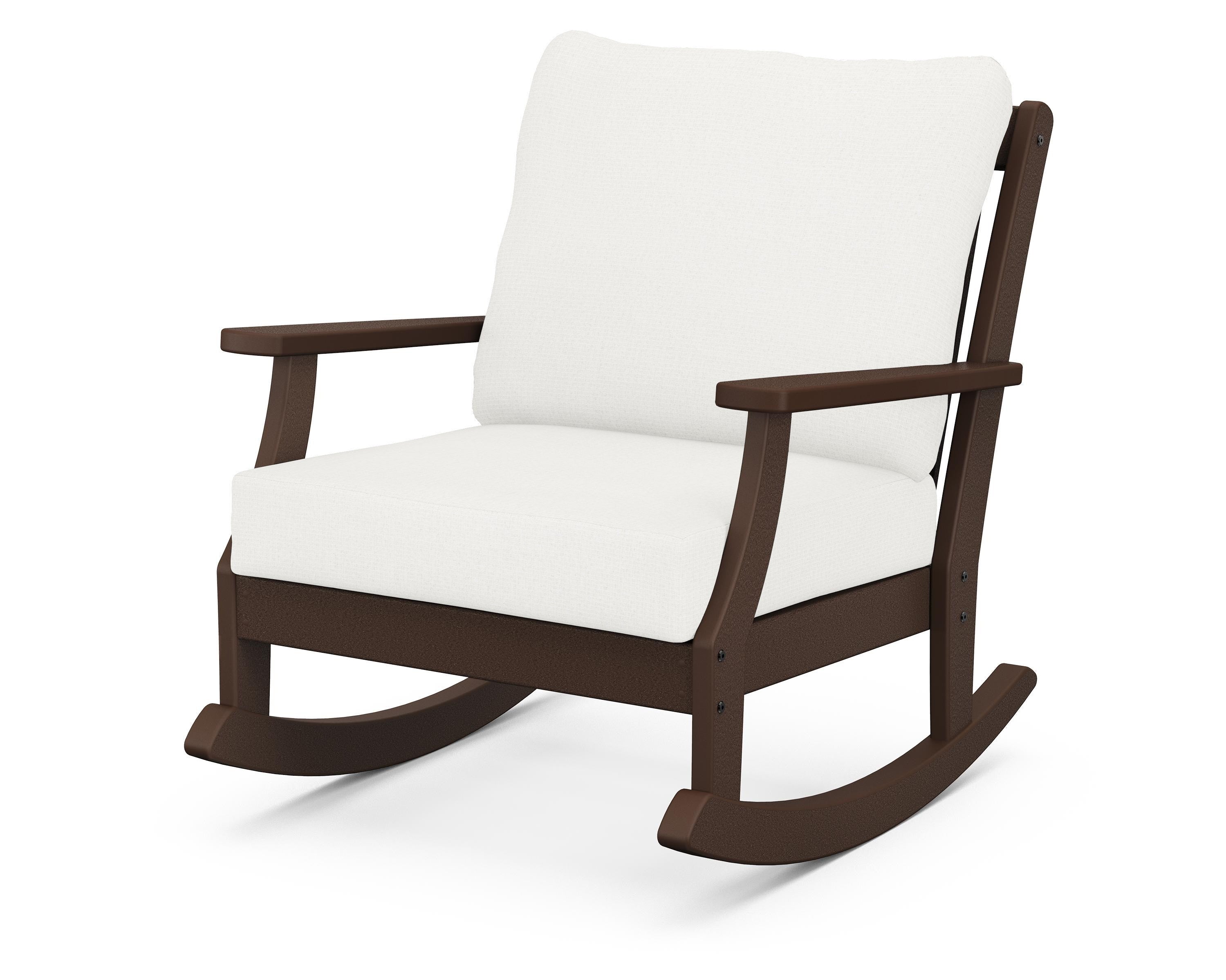POLYWOOD® Braxton Deep Seating Rocking Chair in Mahogany / Natural Linen