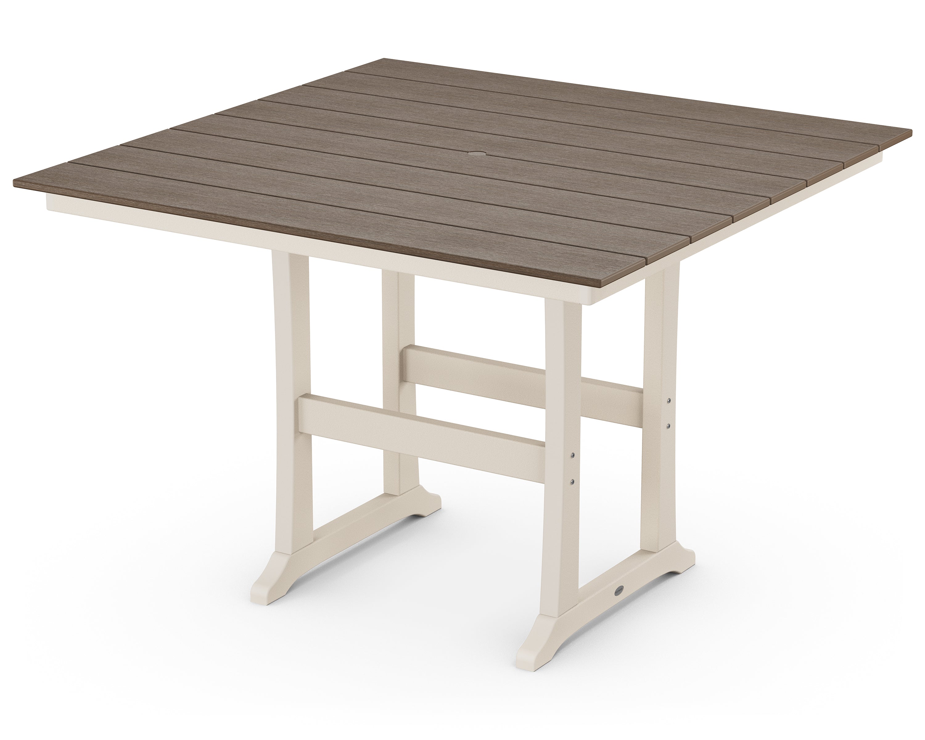 POLYWOOD® Farmhouse Trestle 59" Bar Table in Sand / Kona