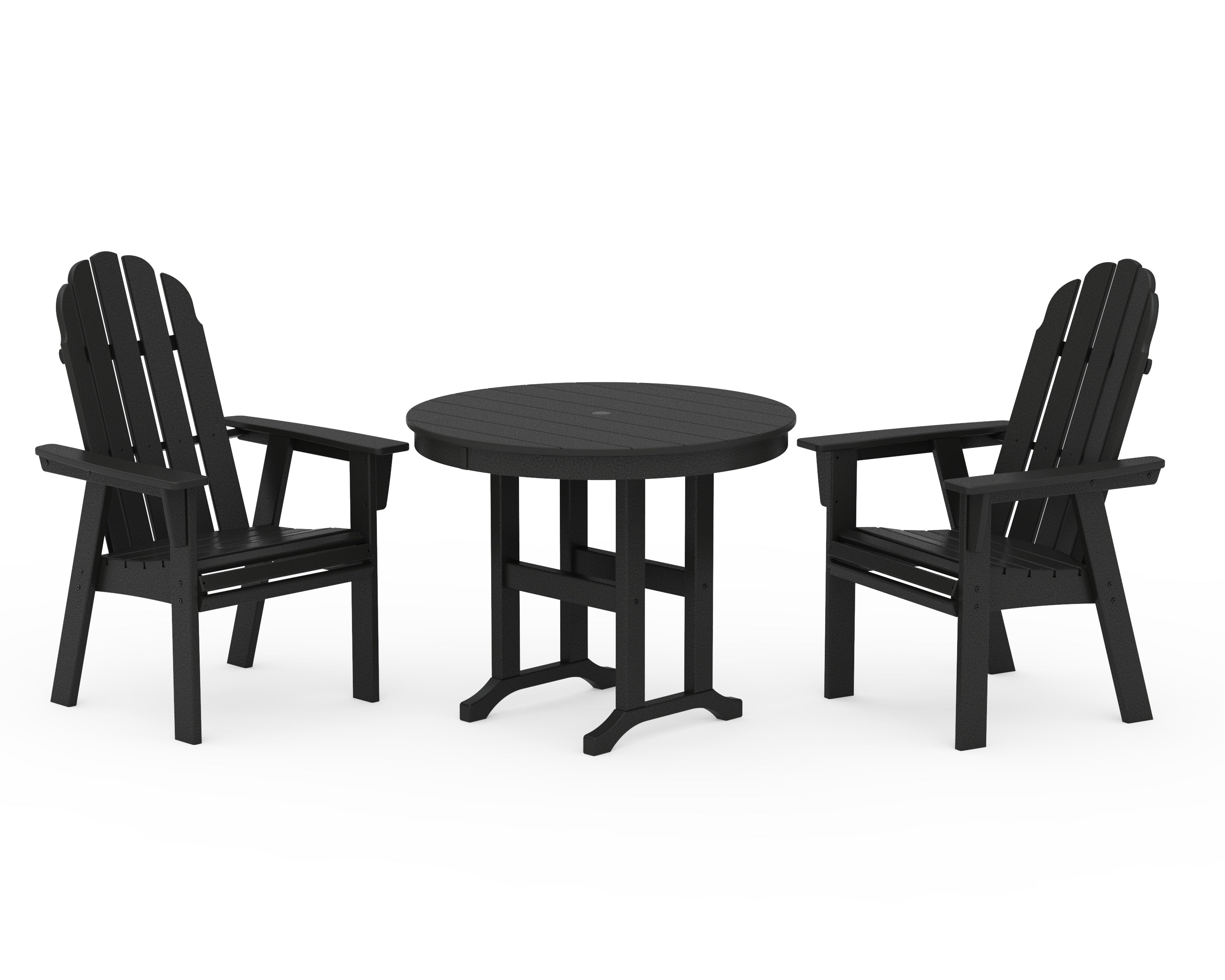 POLYWOOD® Vineyard Adirondack 3-Piece Round Dining Set in Black