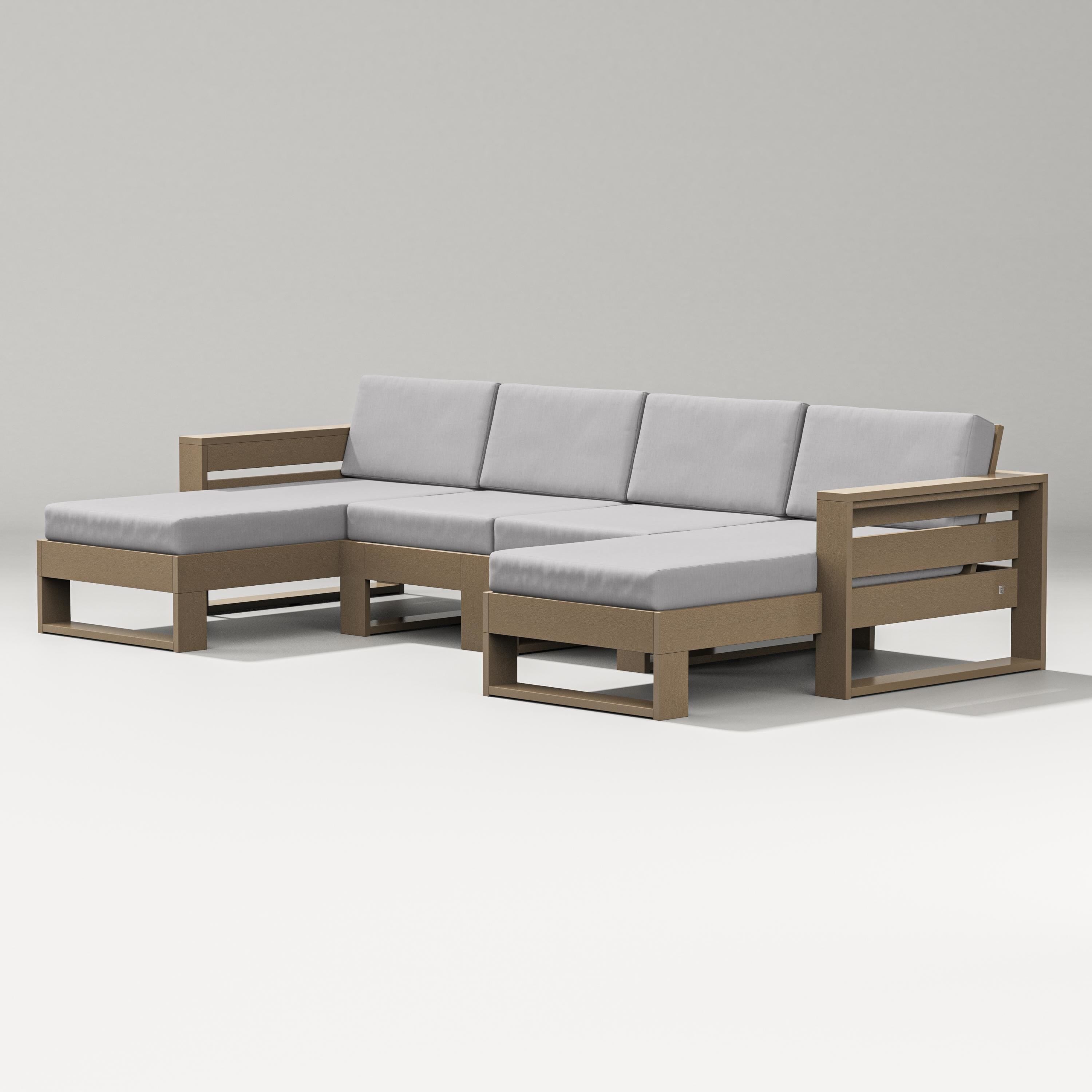PW Designer Series Latitude Double Chaise Sectional in Vintage Sahara / Granite