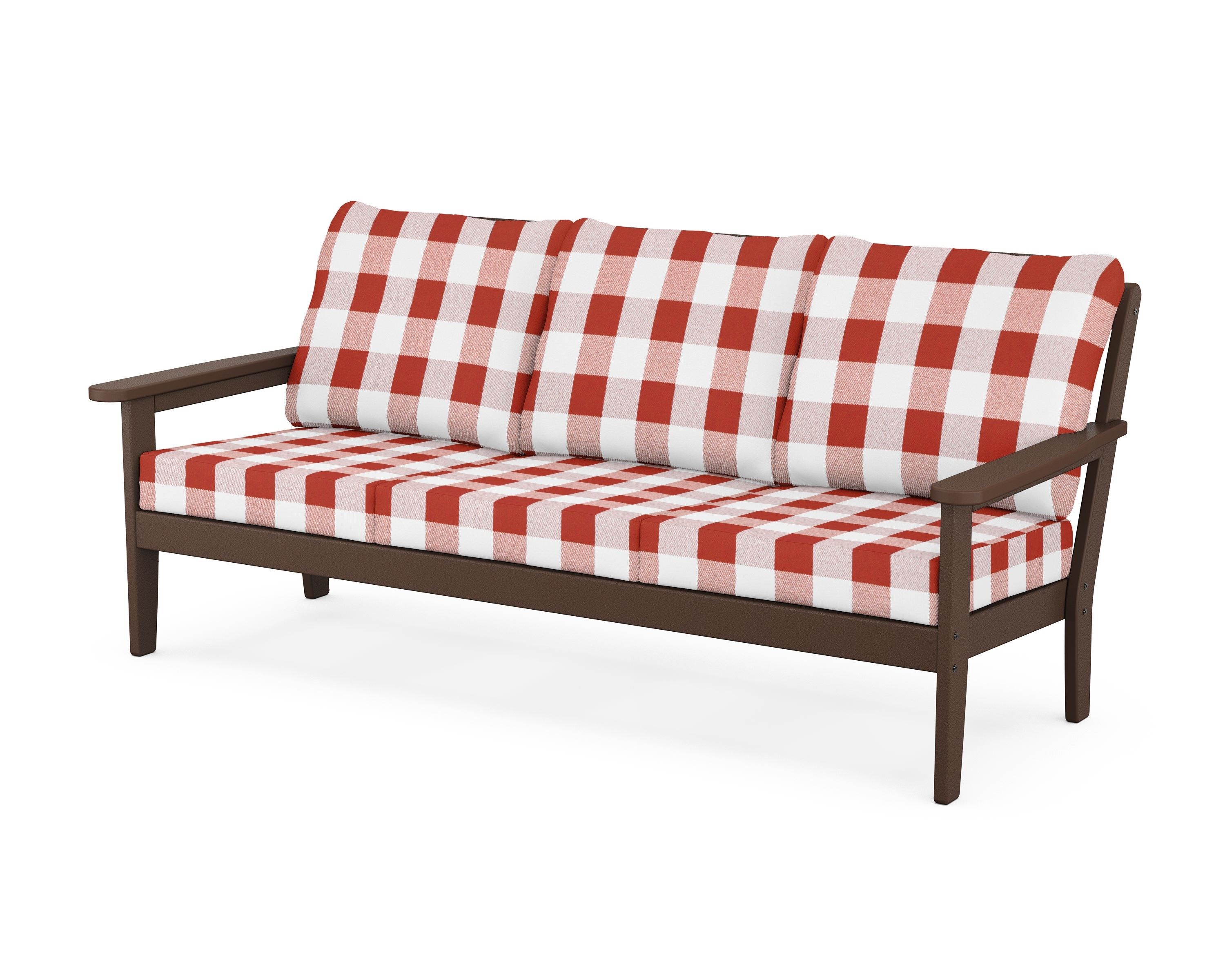 Country Living Cottage Deep Seating Sofa in Mahogany / Buffalo Plaid Crimson