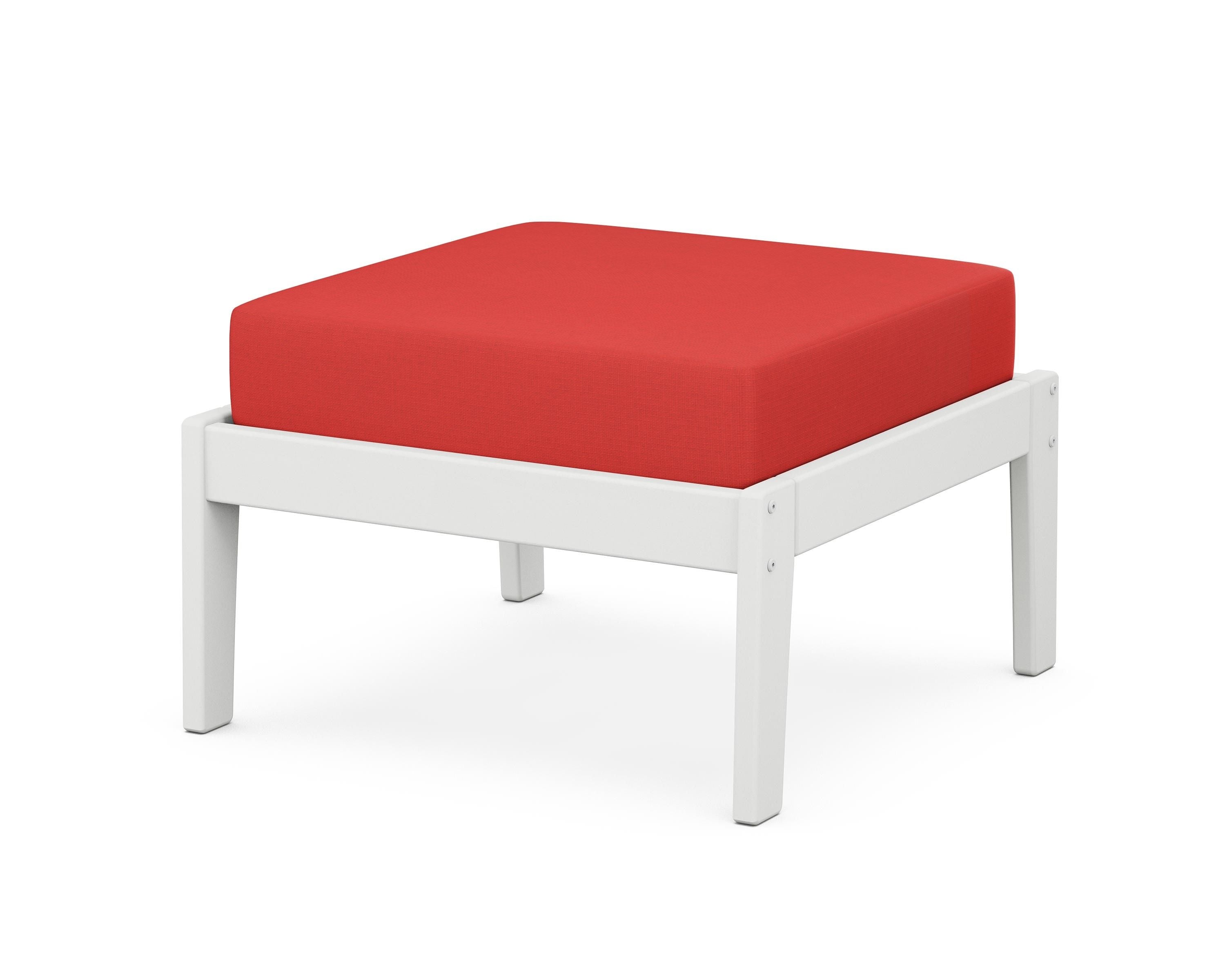 Unbranded Deep Seating Ottoman in White / Crimson Linen