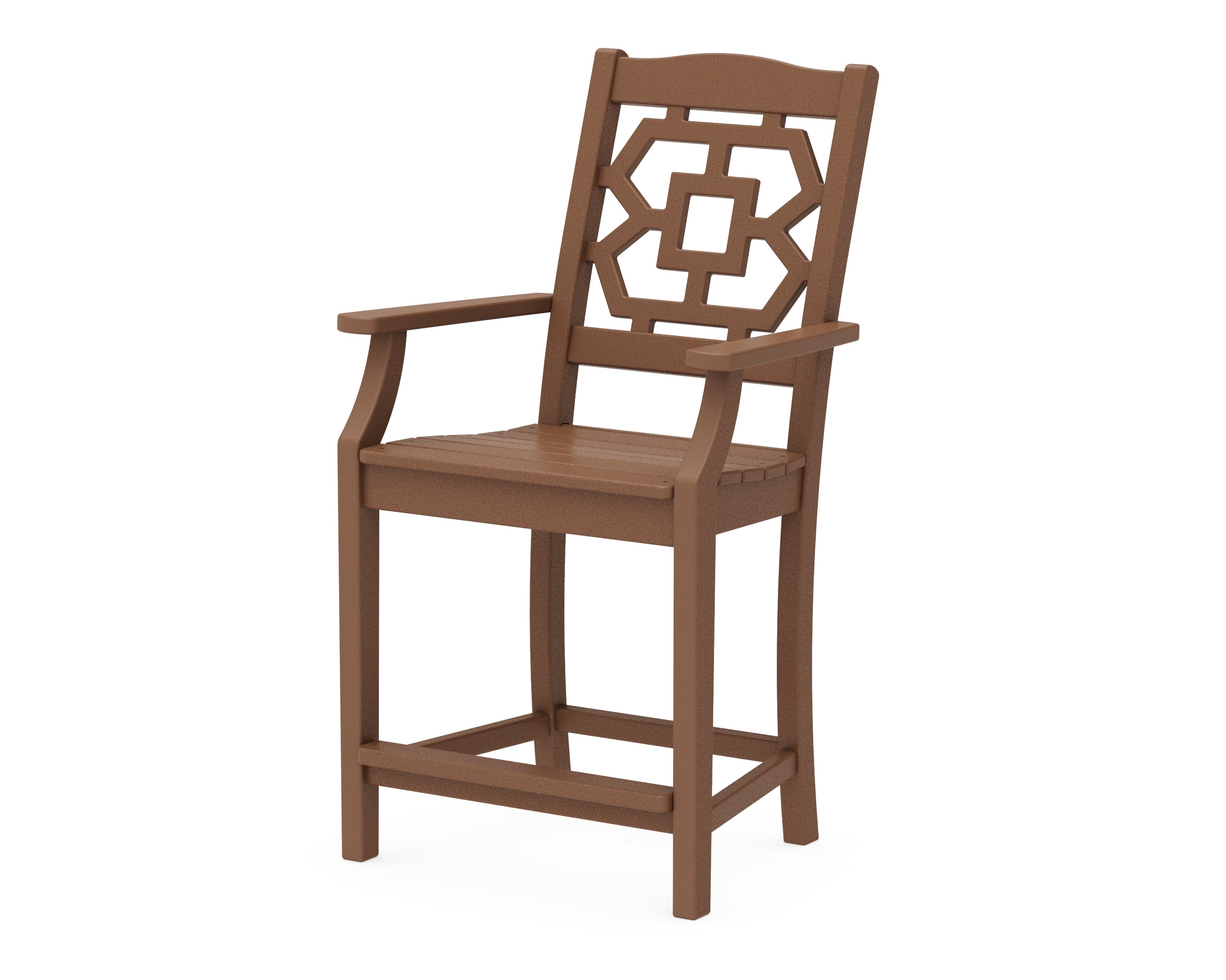 Martha Stewart by POLYWOOD® Chinoiserie Counter Arm Chair in Teak