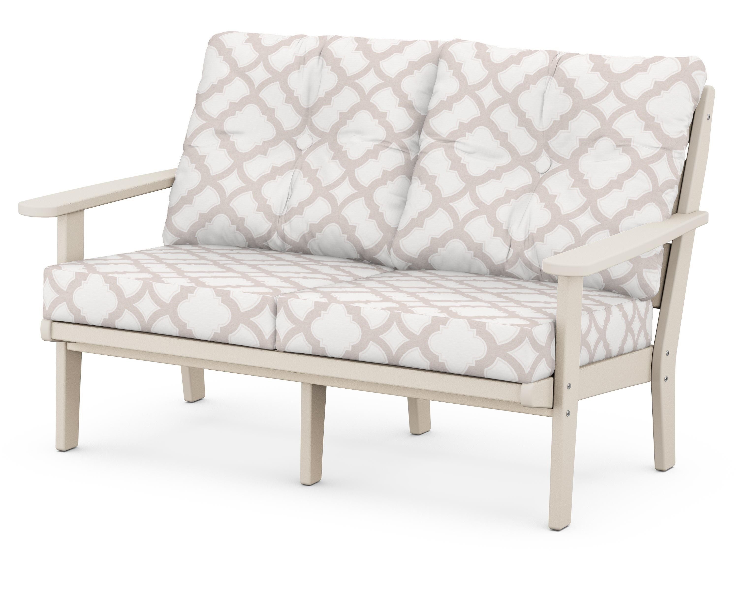 POLYWOOD® Lakeside Deep Seating Loveseat in Sand / Trellis Dune Burlap