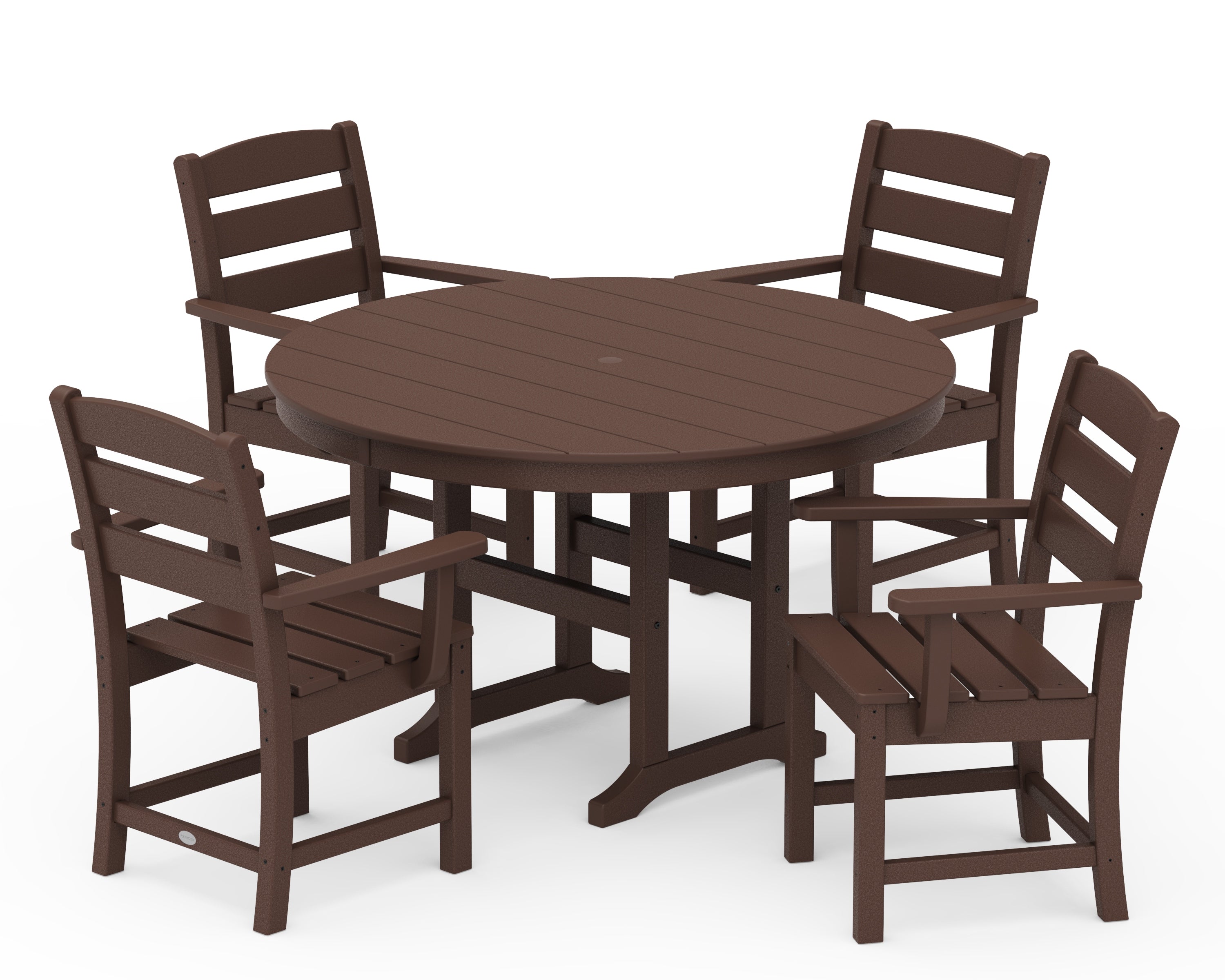 POLYWOOD® Lakeside 5-Piece Round Farmhouse Dining Set in Mahogany