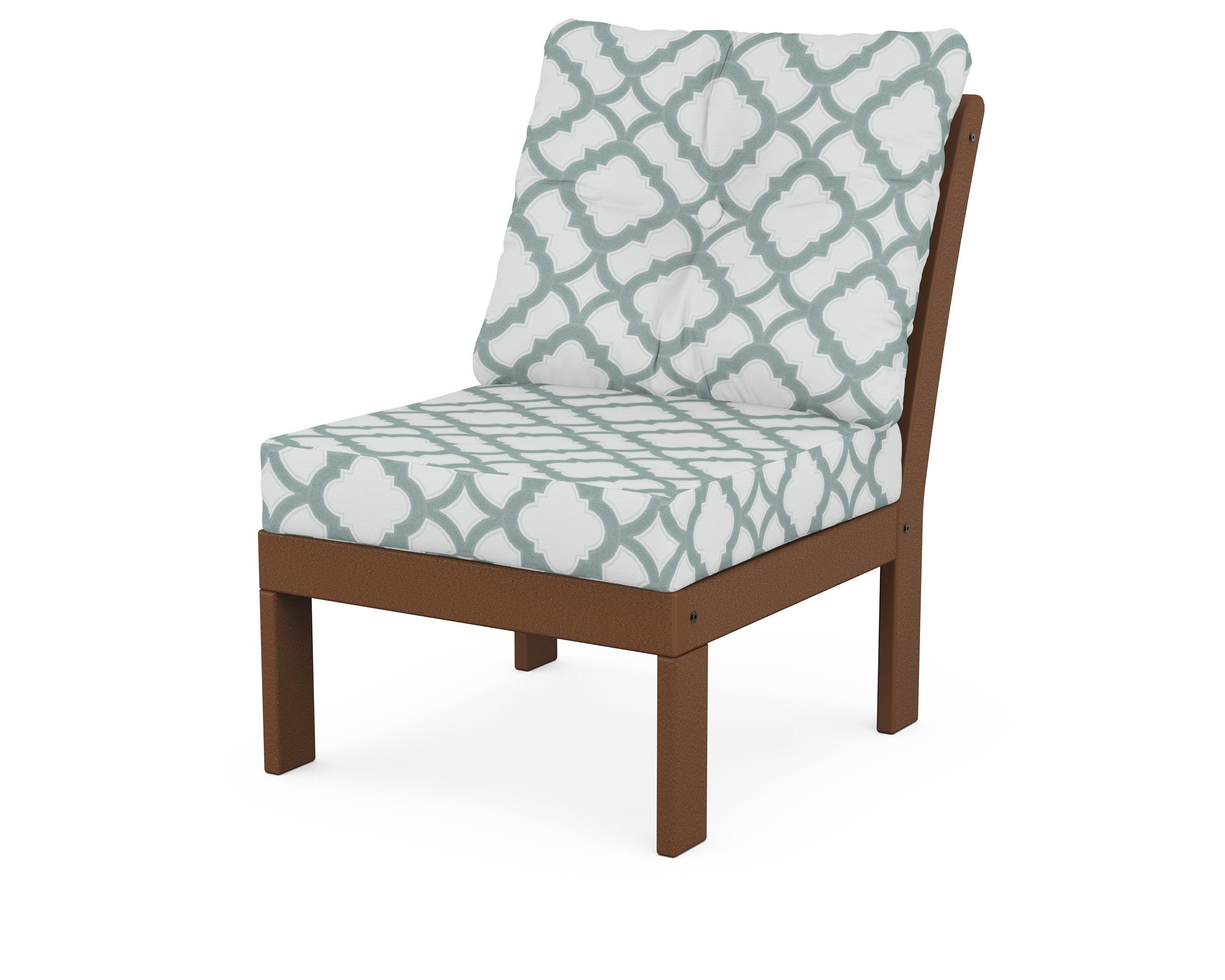 POLYWOOD® Vineyard Modular Armless Chair in Teak / Trellis Glacier Spa