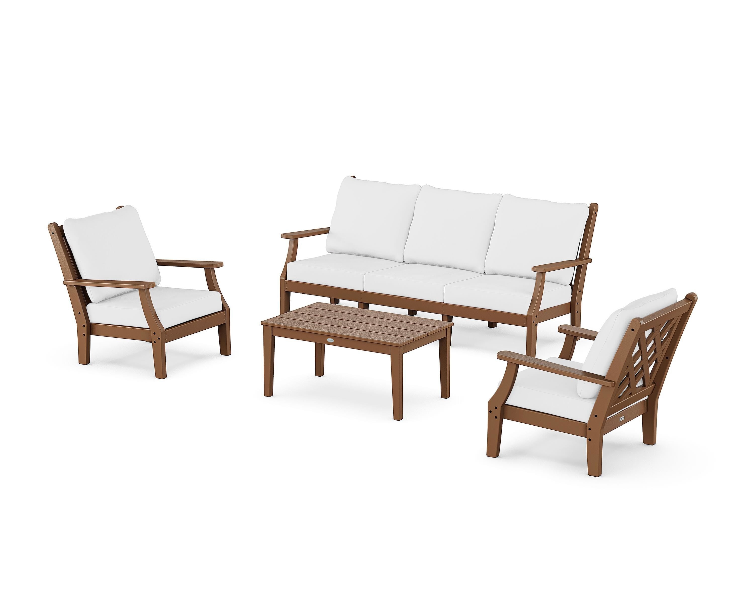 Country Living Wovendale 4-Piece Deep Seating Set with Sofa in Teak / Natural