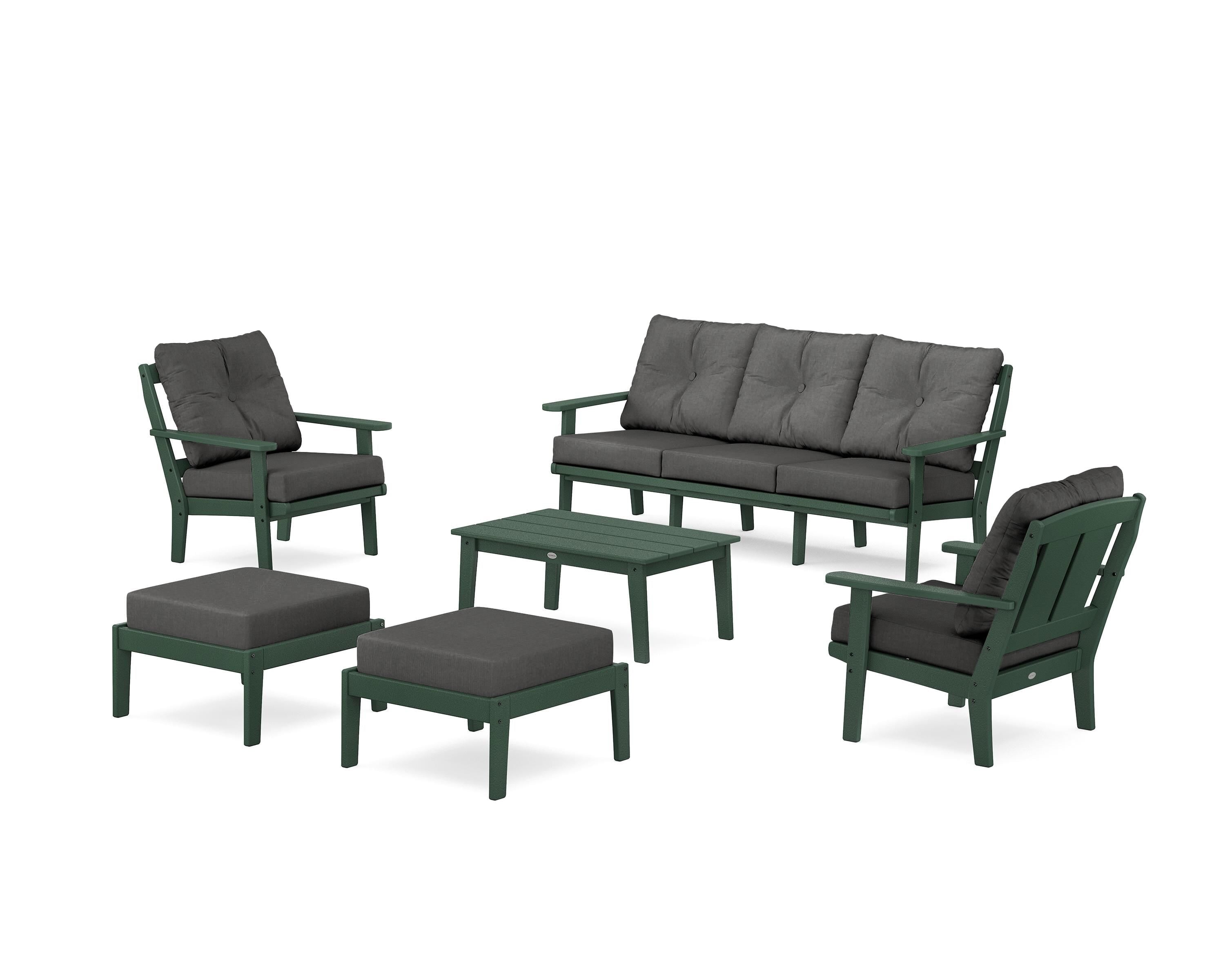 POLYWOOD® Mission 6-Piece Lounge Sofa Set in Green / Spectrum Carbon