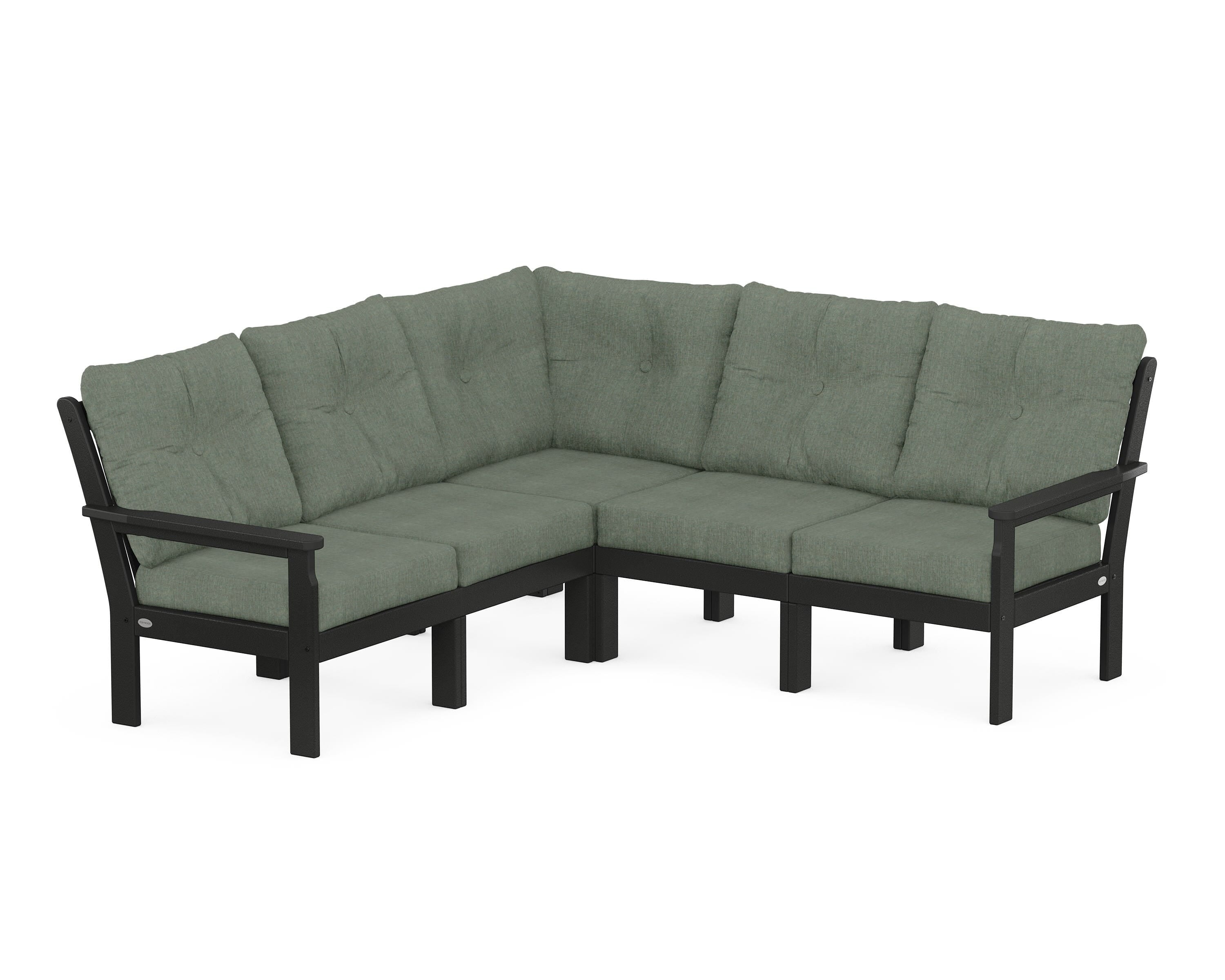 POLYWOOD® Vineyard 5-Piece Sectional in Black / Cast Sage