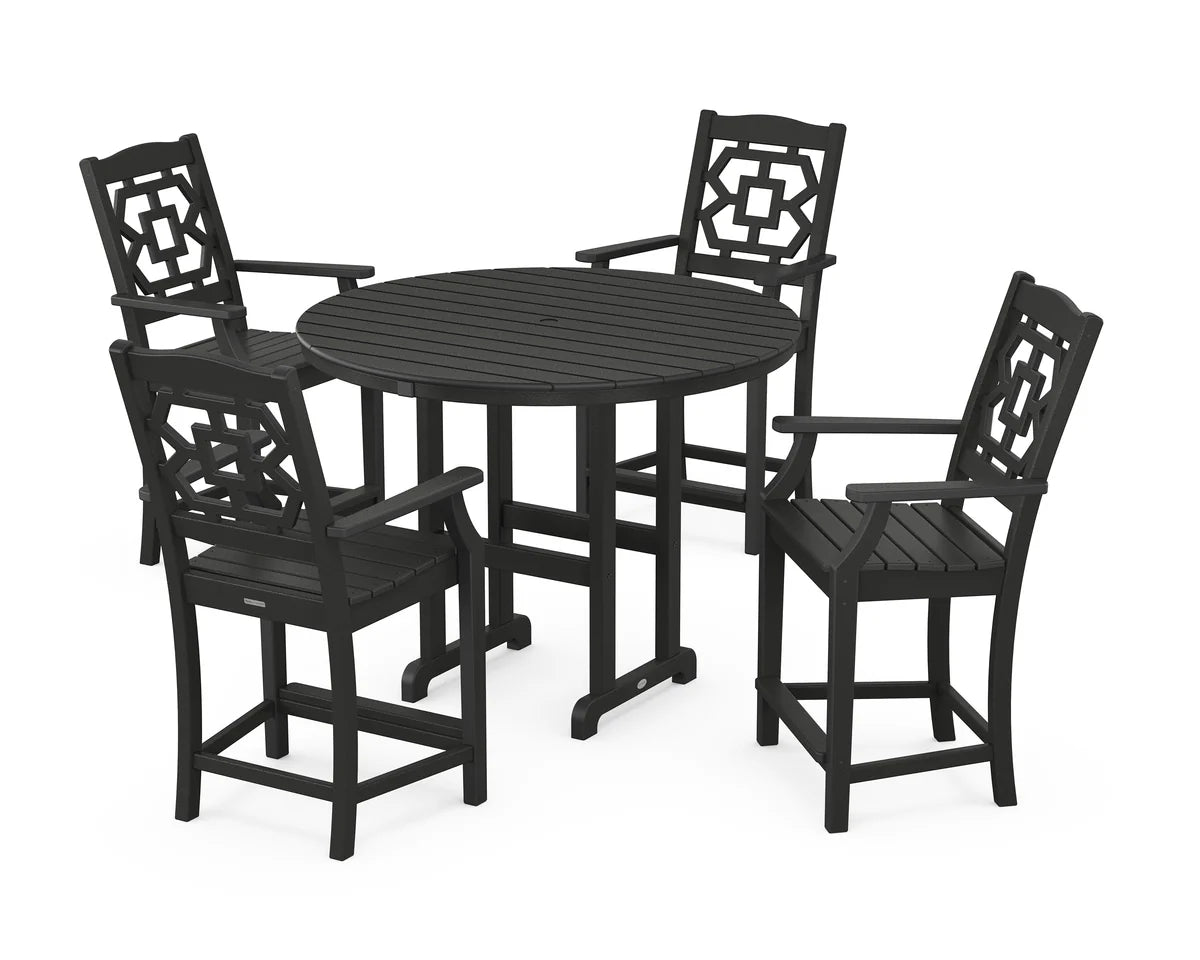 Chinoiserie 5-Piece Round Farmhouse Counter Set