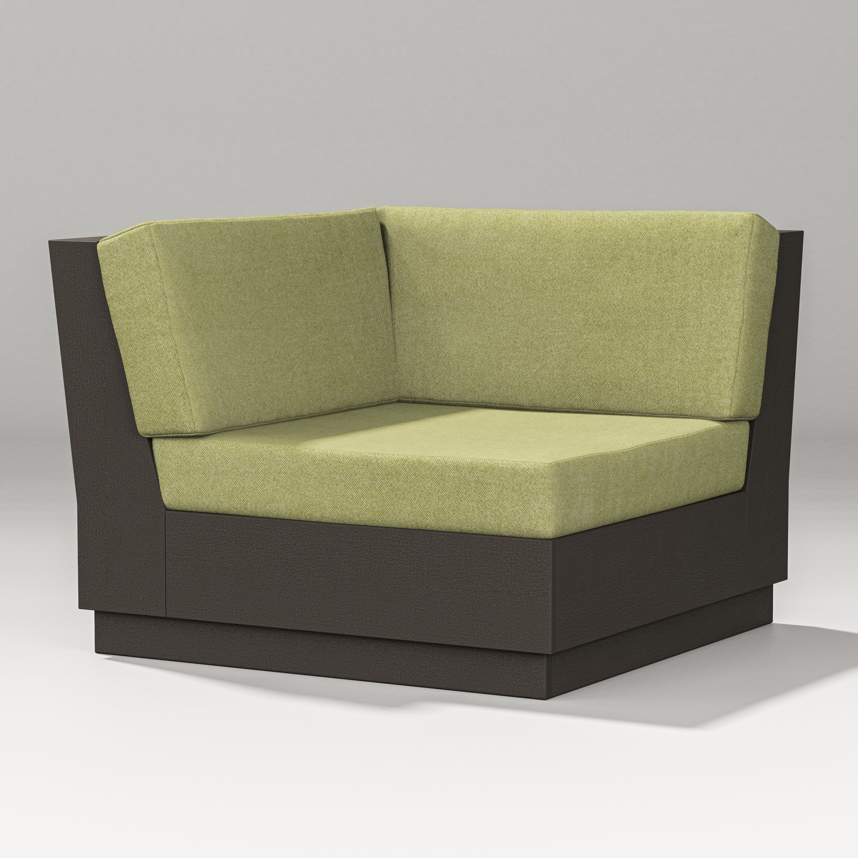 PW Designer Series Elevate Modular Corner Chair in Vintage Coffee / Chartreuse Boucle
