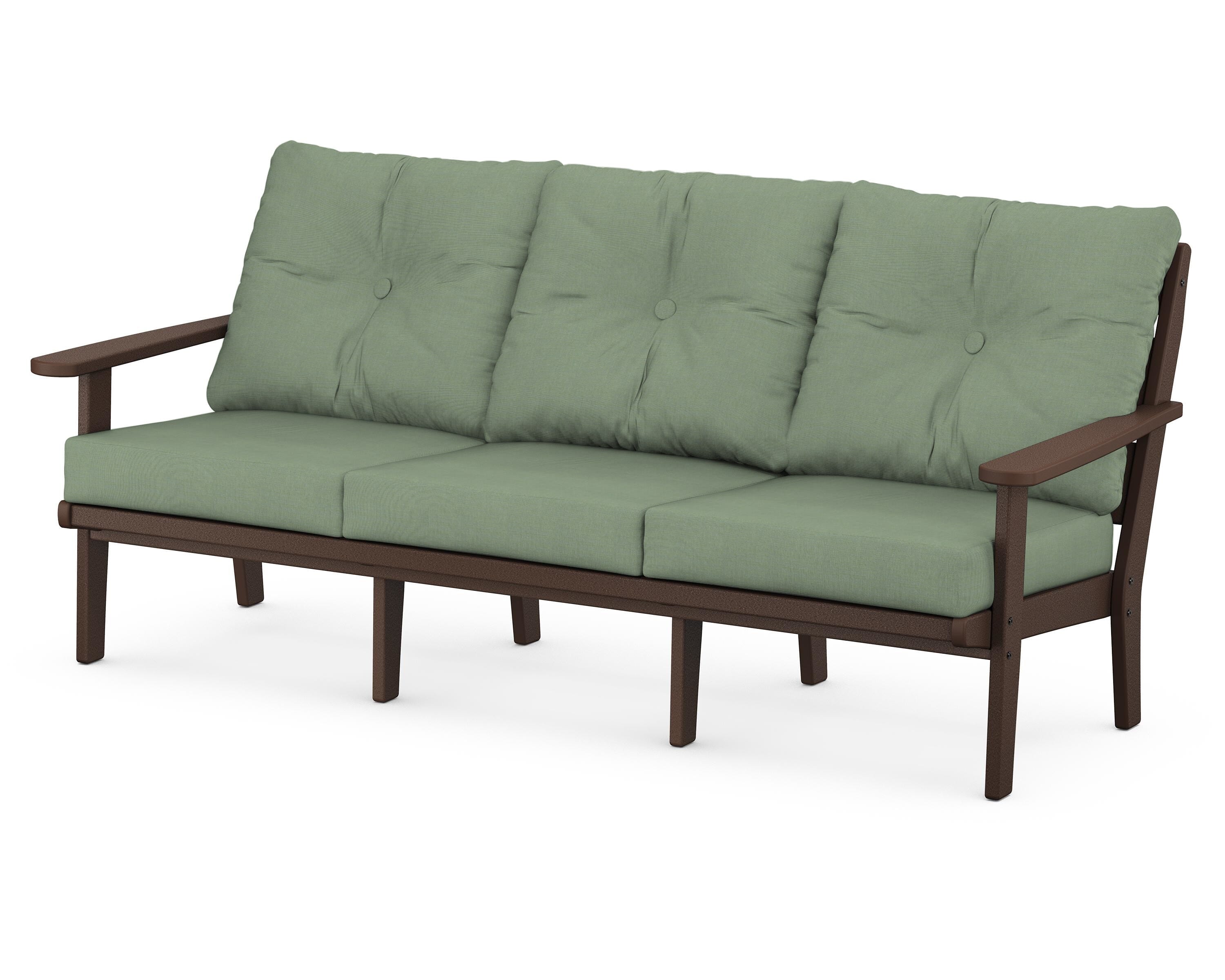 POLYWOOD® Lakeside Deep Seating Sofa in Mahogany / Exhale Rainwashed