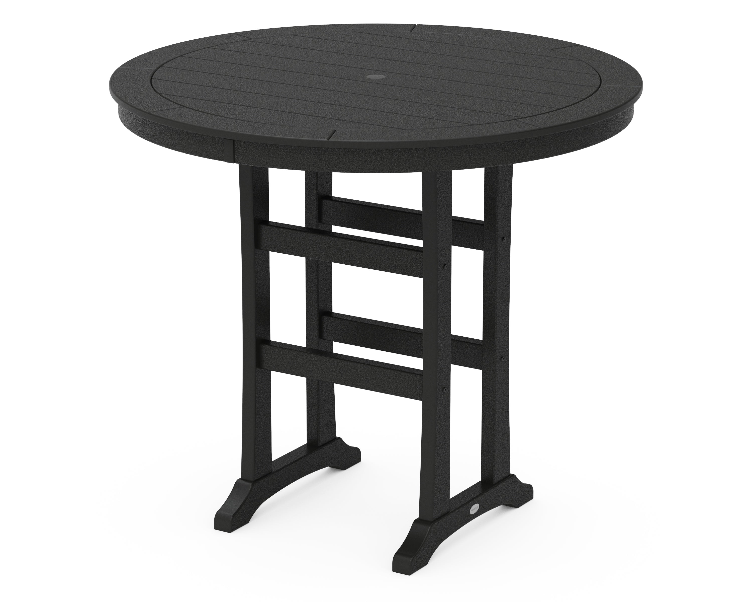 POLYWOOD® Nautical Trestle 48" Round Bar Table in Black
