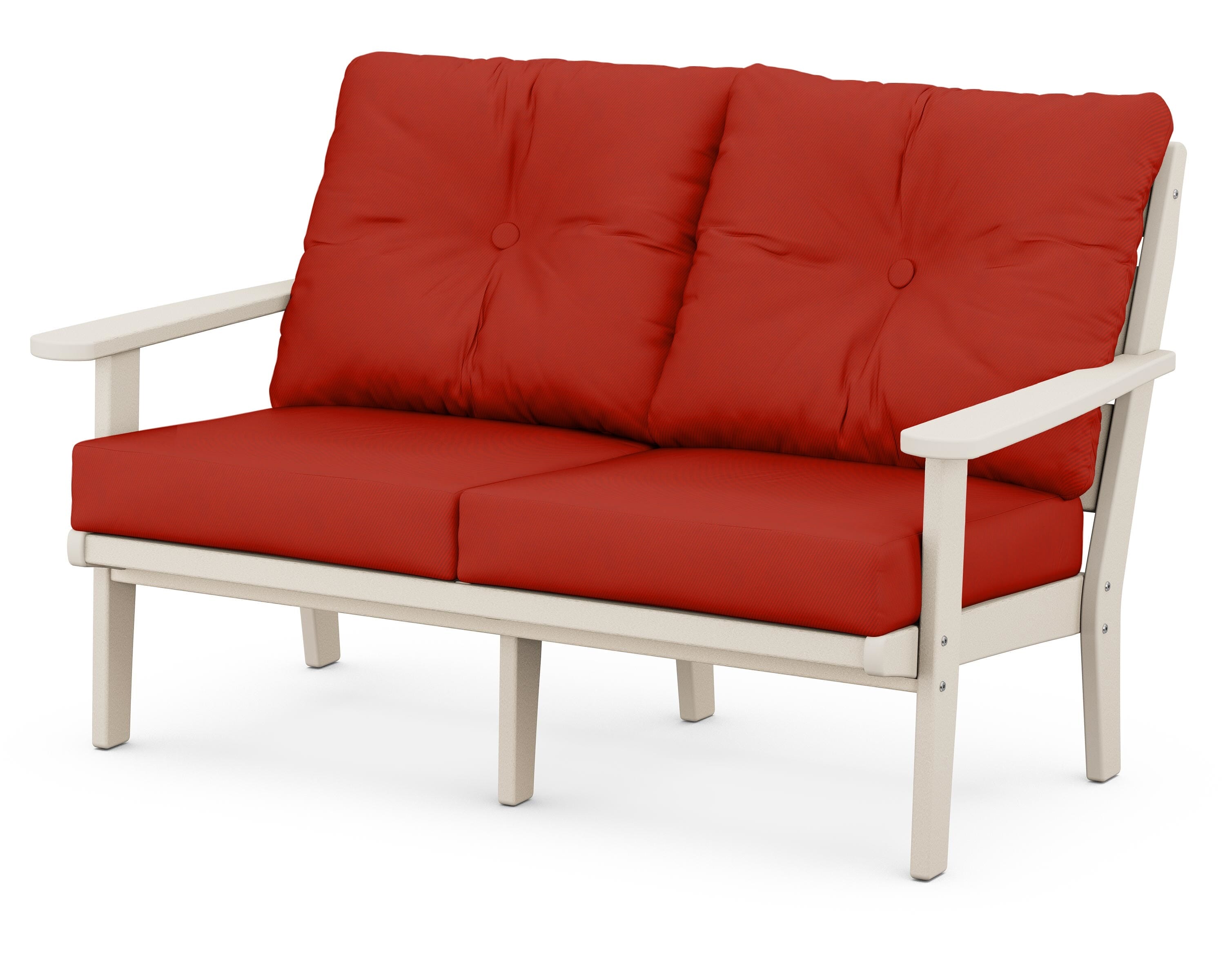 POLYWOOD® Lakeside Deep Seating Loveseat in Sand / Canvas Jockey Red
