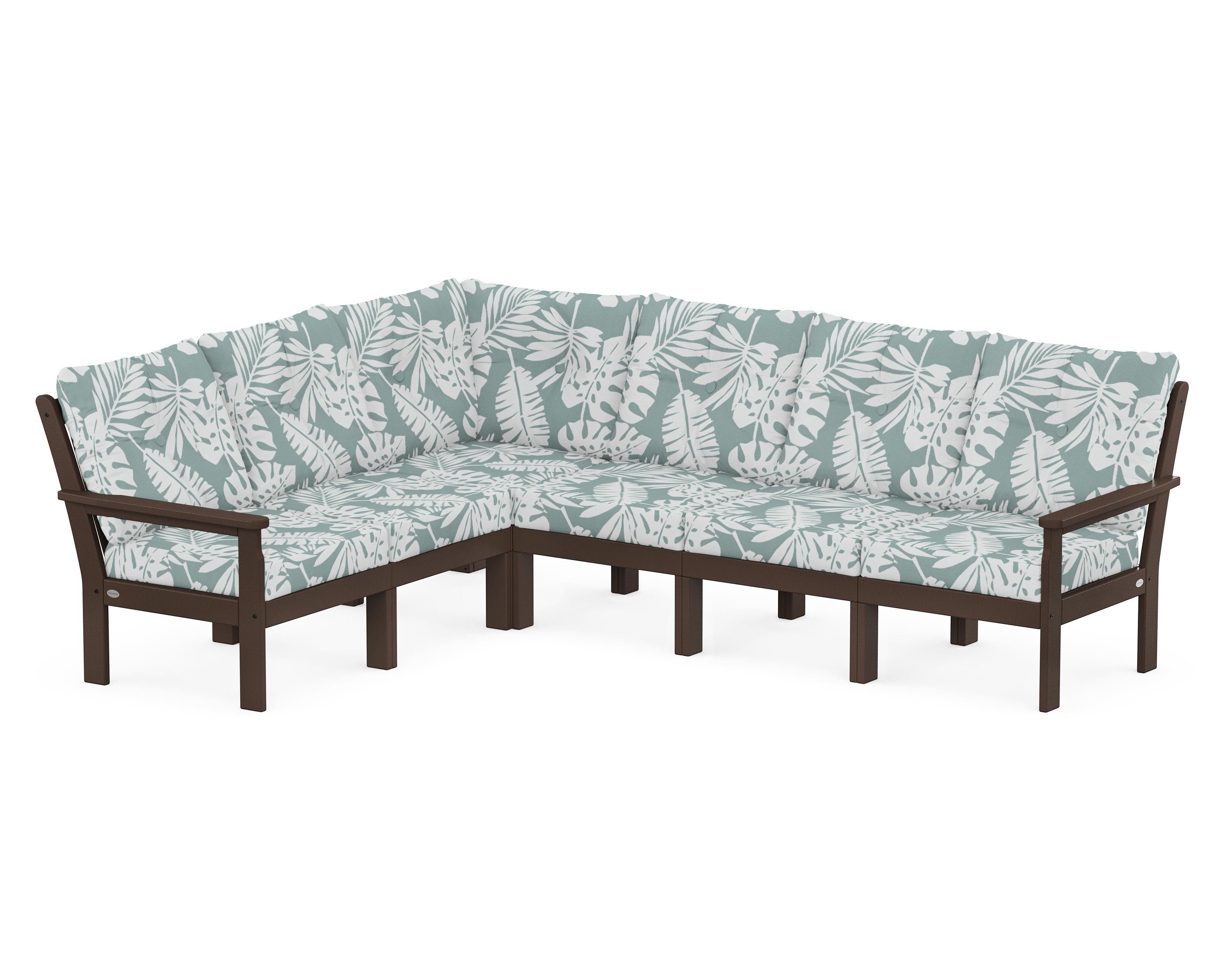 POLYWOOD® Vineyard 6-Piece Sectional in Mahogany / Leaf Glacier Spa