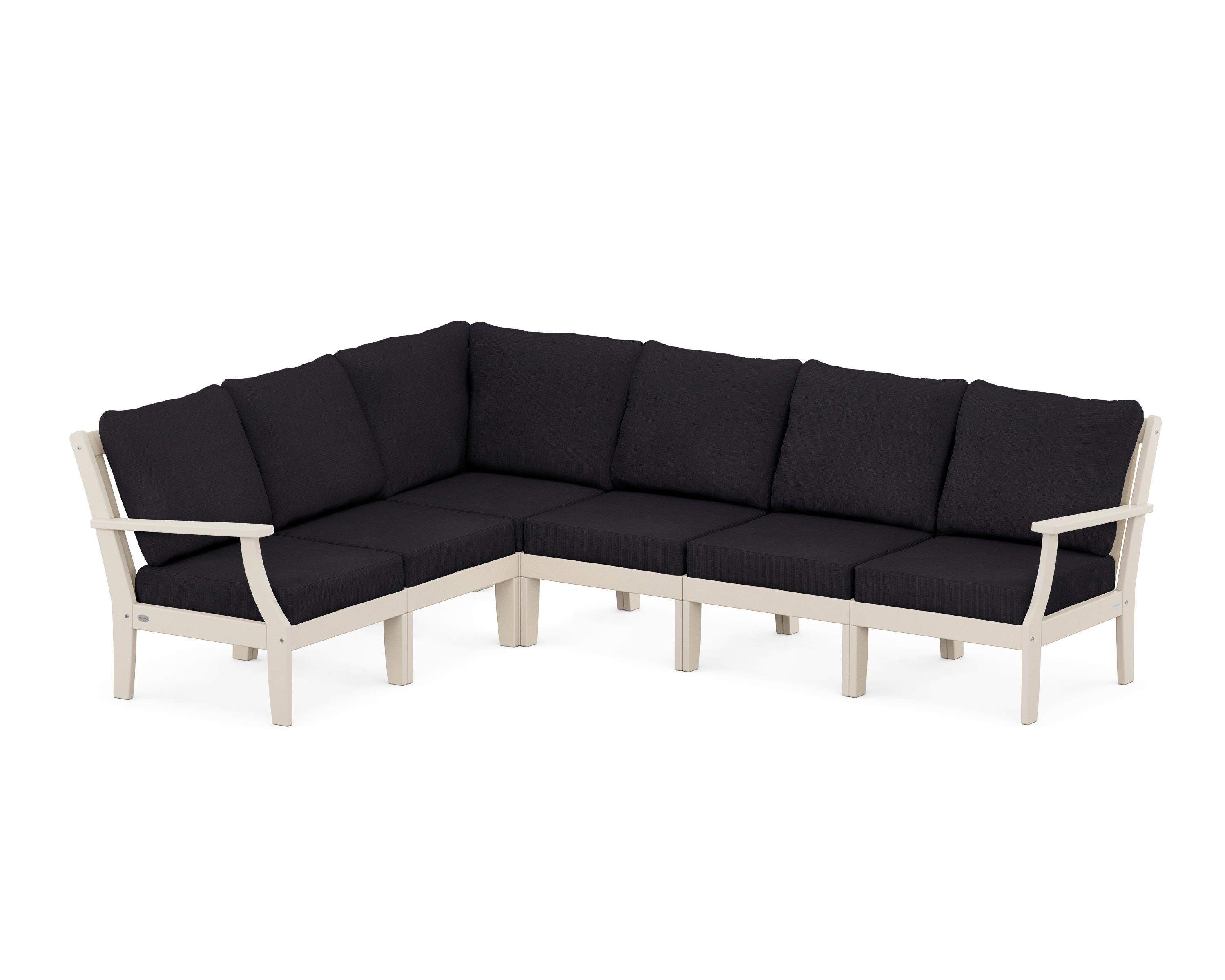 POLYWOOD® Braxton Modular 6-Piece Deep Seating Set in Sand / Midnight Linen