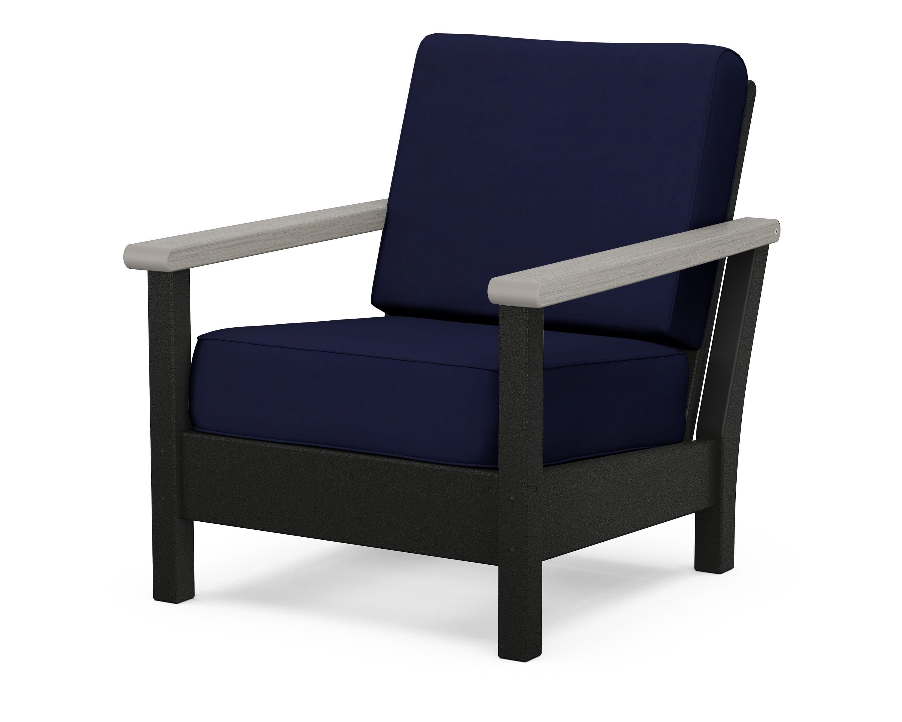 POLYWOOD® Harbour Deep Seating Chair in Black / Driftwood / Navy