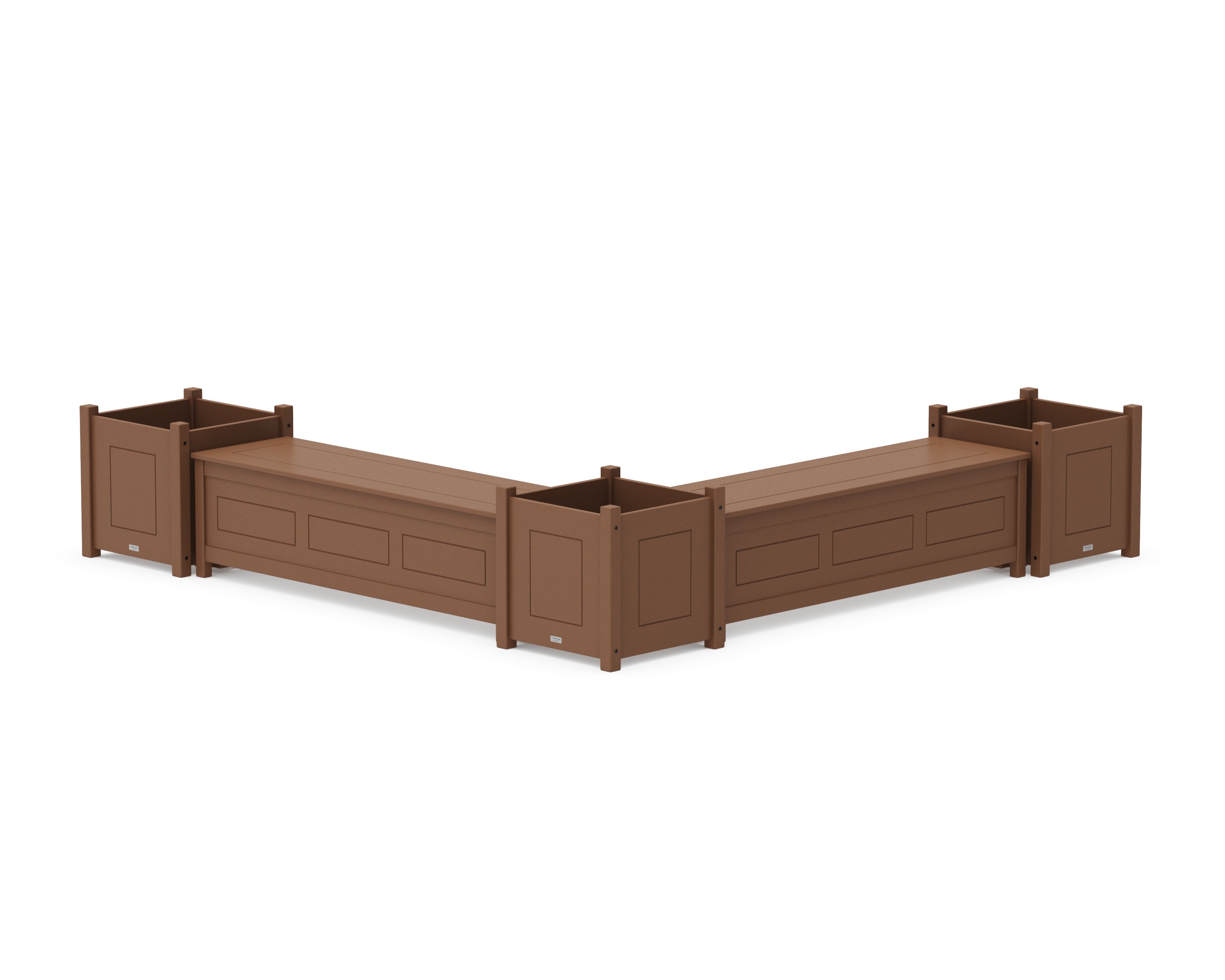 Country Living 60" Country Living L- Shaped Planter Storage Bench Corner Set- Large in Teak