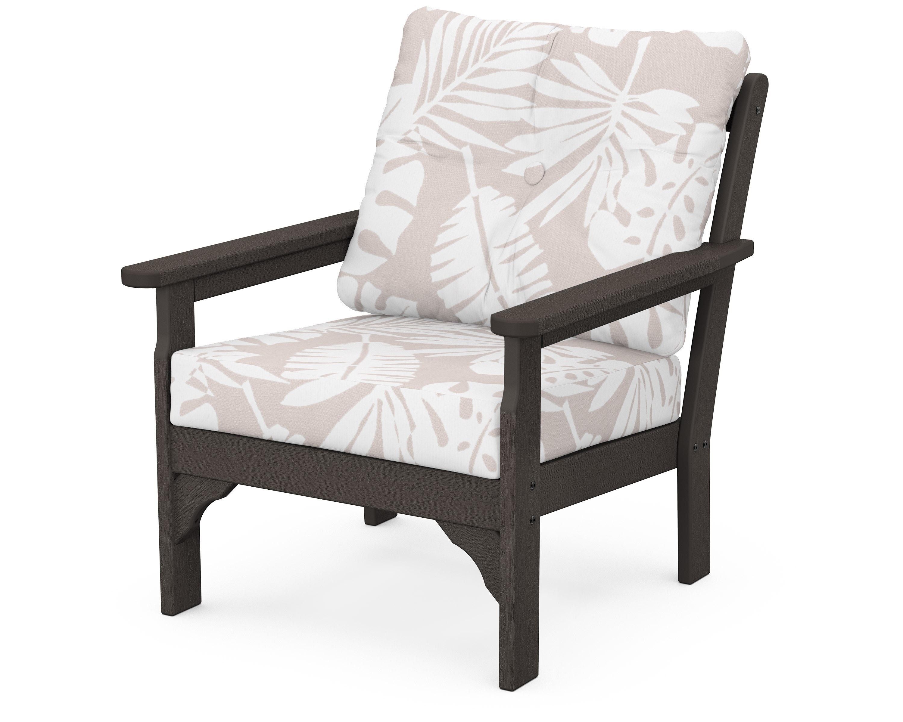 POLYWOOD® Vineyard Deep Seating Chair in Vintage Coffee / Leaf Dune Burlap