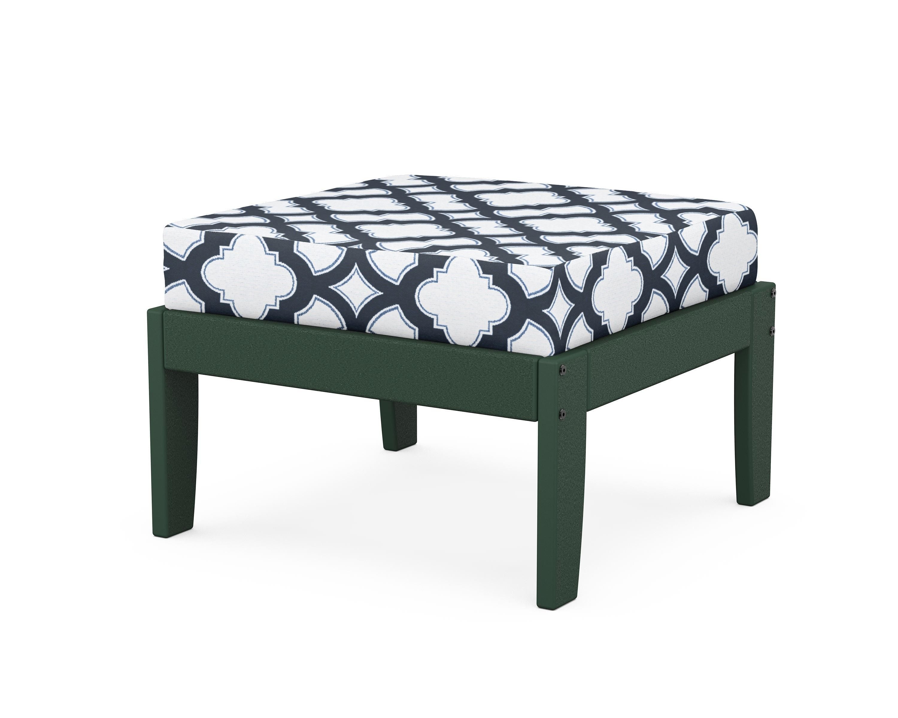 Unbranded Modular Ottoman - Classic in Green / Trellis Marine Indigo
