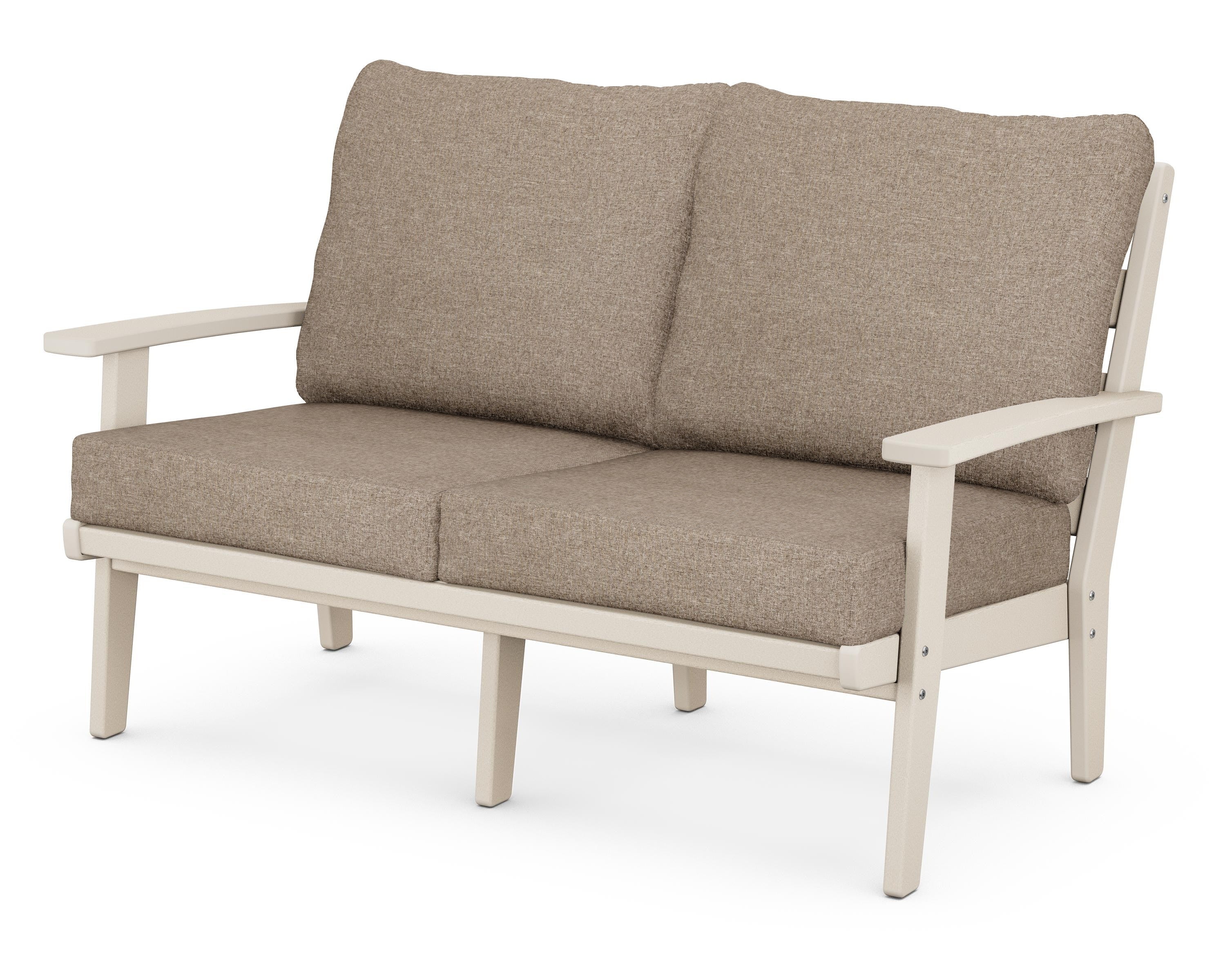 POLYWOOD® Grant Park Deep Seating Loveseat in Sand / Spiced Burlap