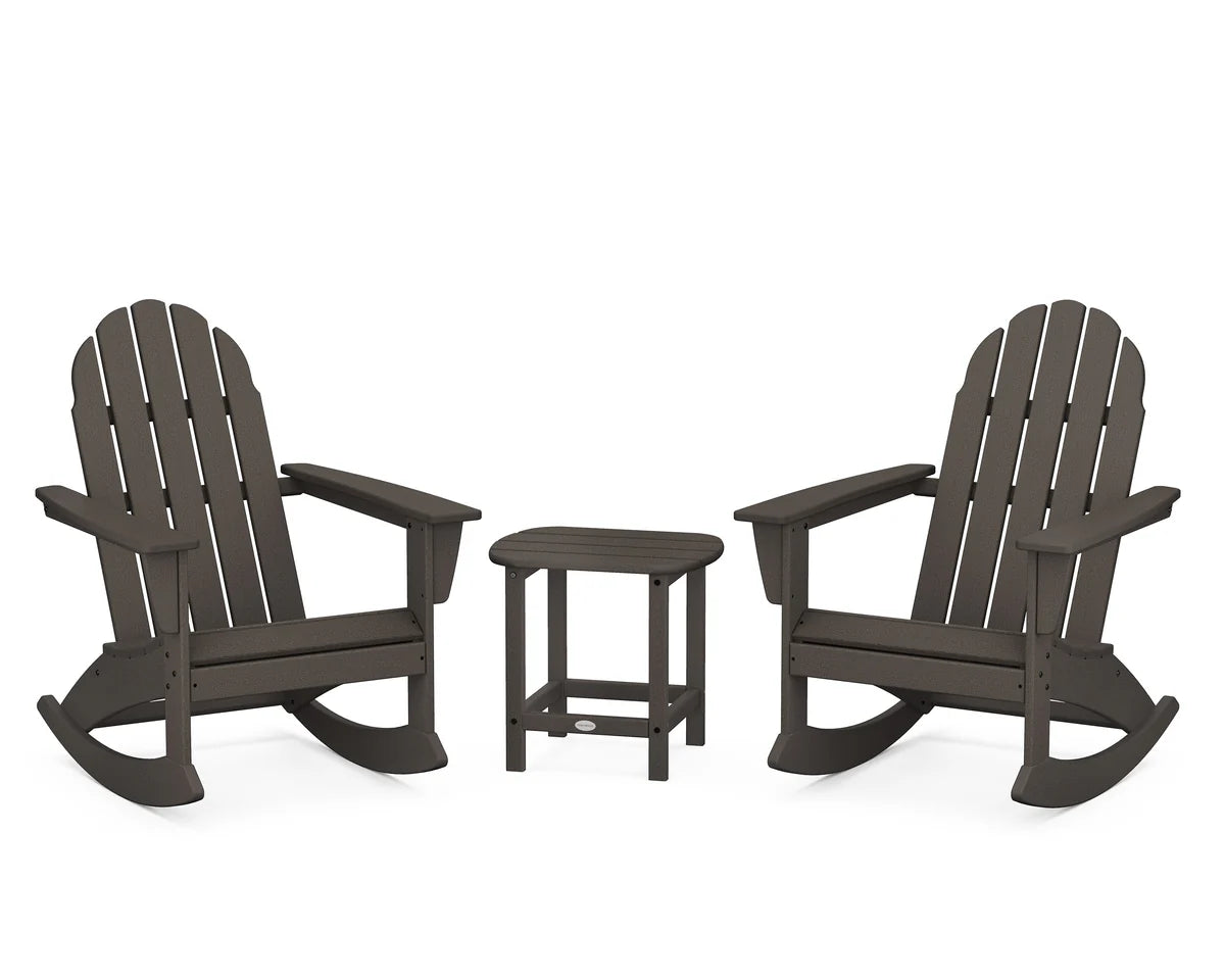 Vineyard 3-Piece Adirondack Rocking Chair Set with South Beach 18" Side Table