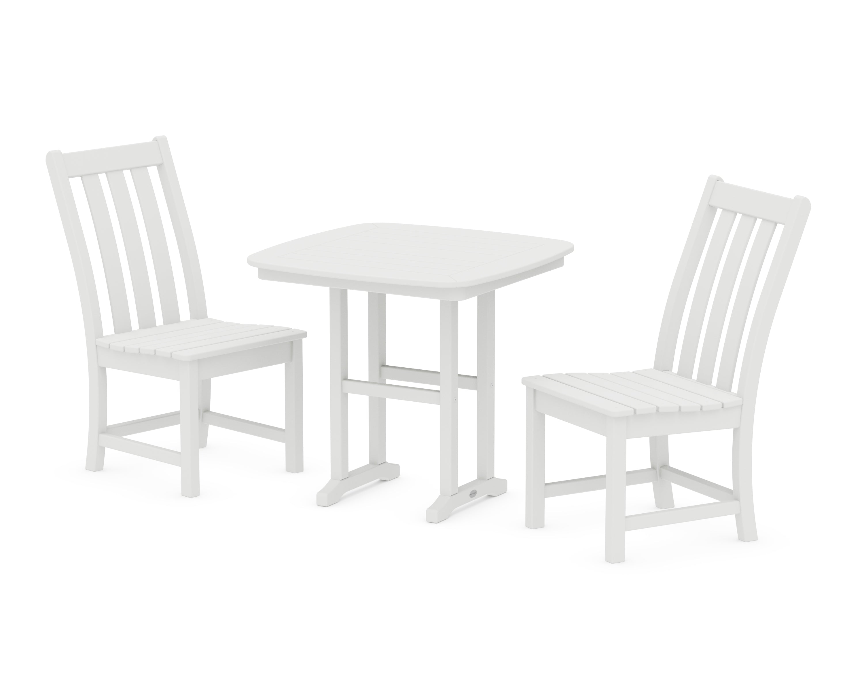 POLYWOOD® Vineyard Side Chair 3-Piece Dining Set in White