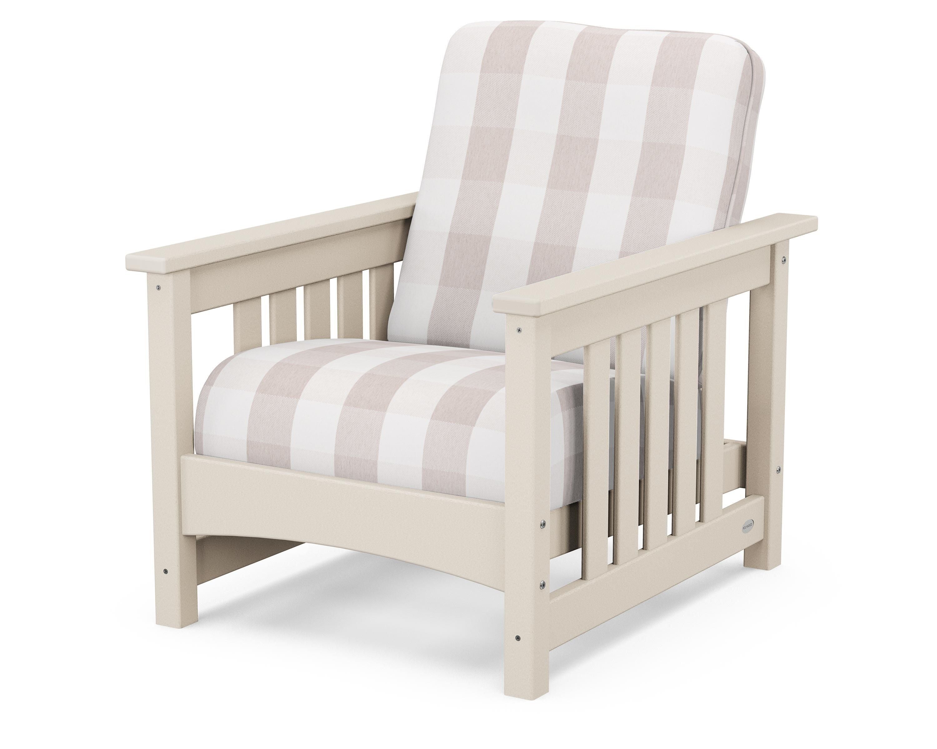 POLYWOOD® Club Mission Chair in Sand / Buffalo Plaid Dune Burlap