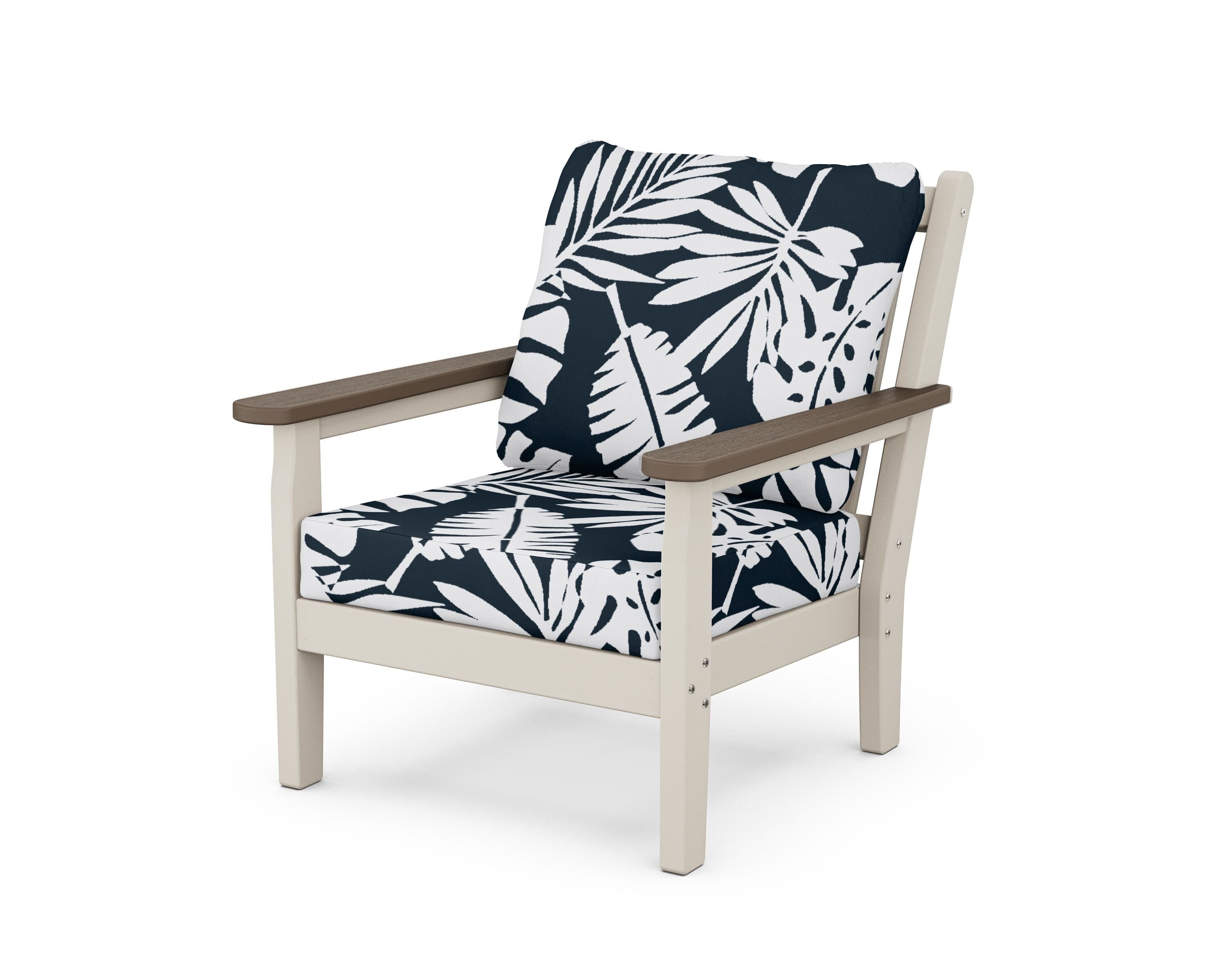 POLYWOOD® Chippendale Deep Seating Chair in Sand / Kona / Leaf Marine Indigo