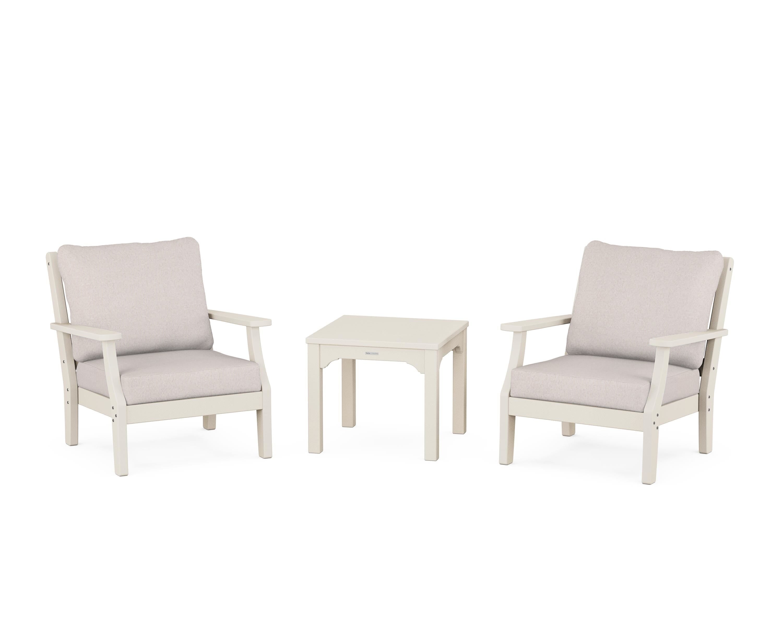 Martha Stewart by POLYWOOD® Chinoiserie 3-Piece Deep Seating Set in Sand / Dune Burlap
