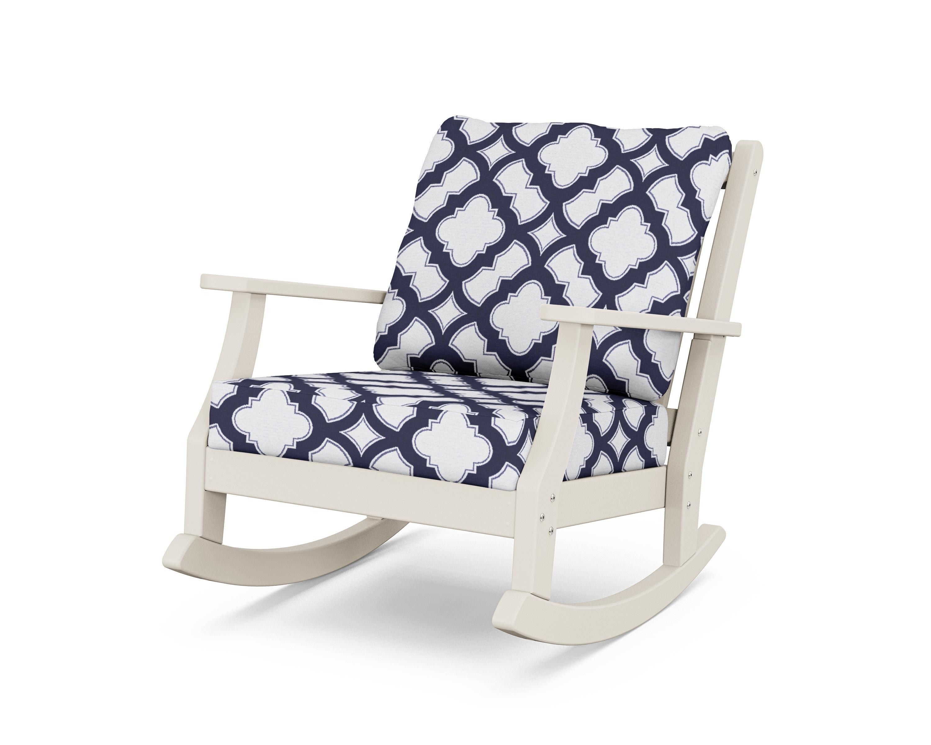 Country Living Wovendale Deep Seating Rocking Chair in Sand / Trellis Navy