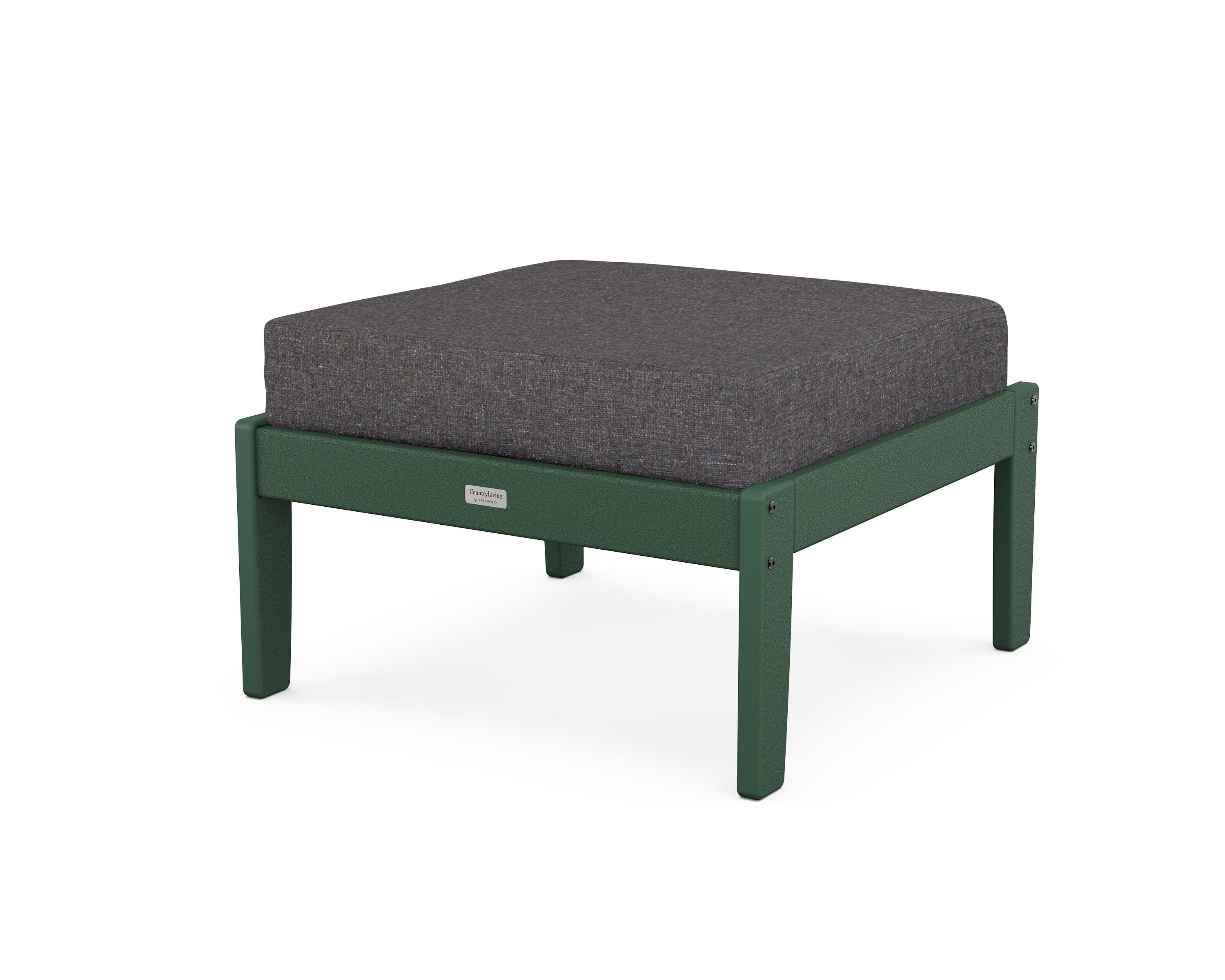Country Living Cottage Deep Seating Ottoman in Green / Ash Charcoal
