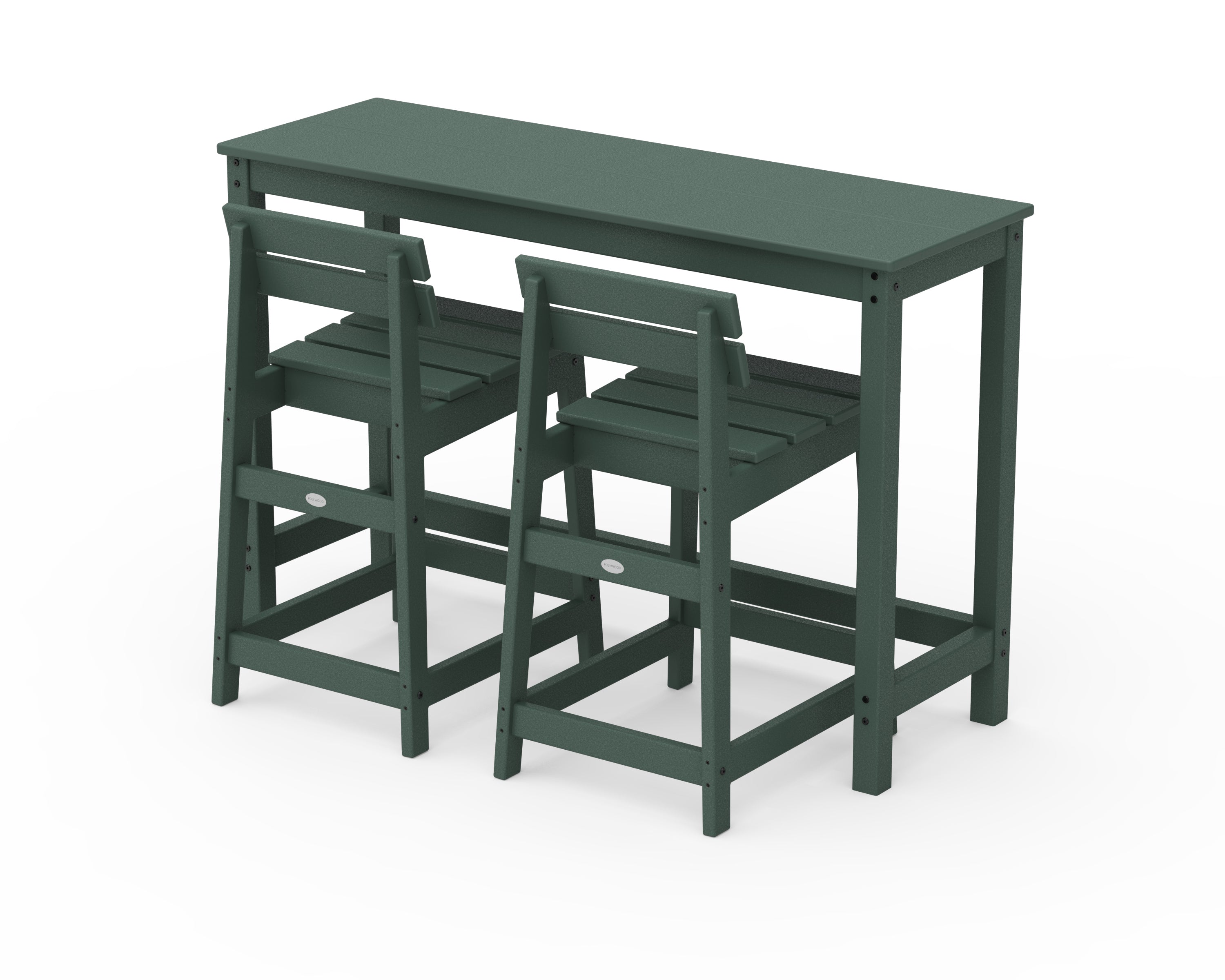 POLYWOOD® Modern Studio Plaza Lowback Counter Chair 3-Piece Balcony Set in Green