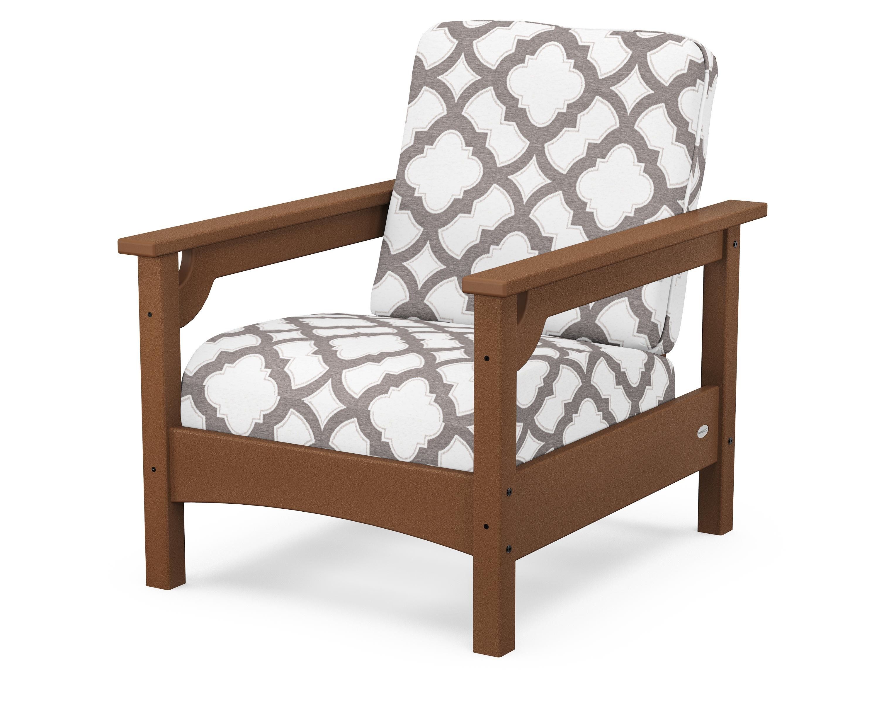 POLYWOOD® Club Chair in Teak / Trellis Grey Mist