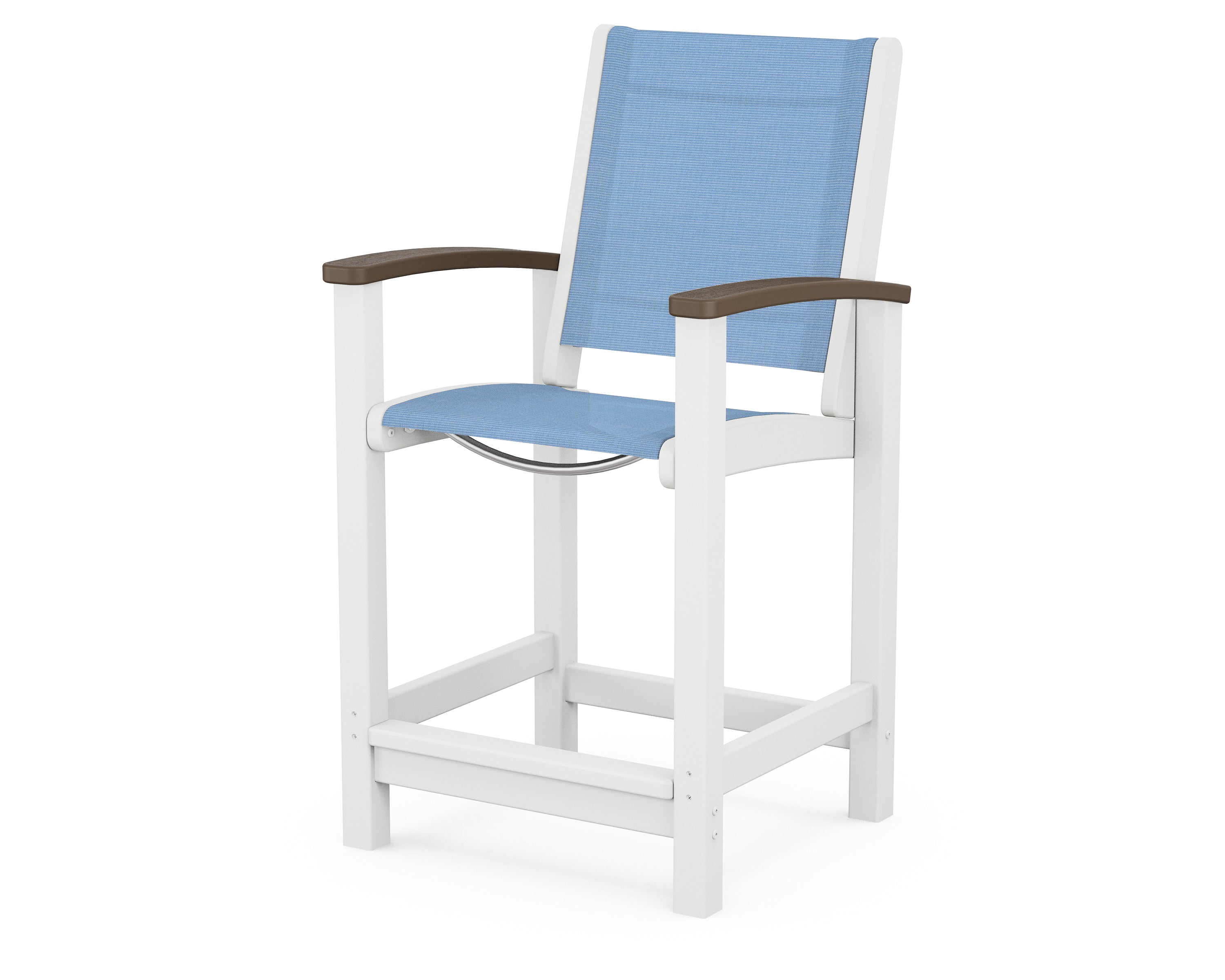POLYWOOD® Coastal Counter Chair in White / Kona / Poolside Sling