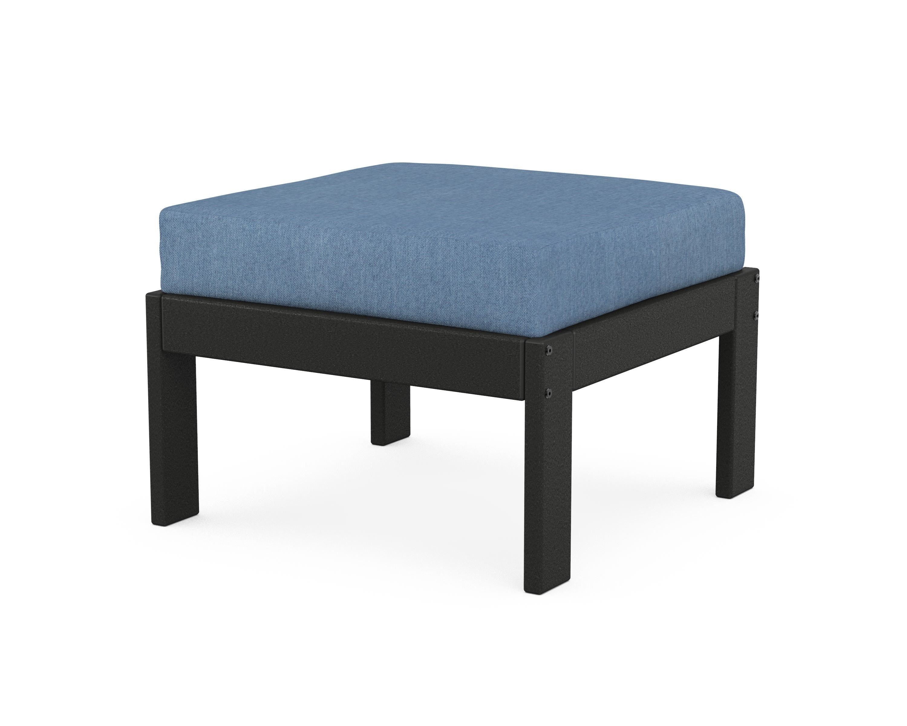 POLYWOOD® Vineyard Modular Ottoman in Black / Sky Blue