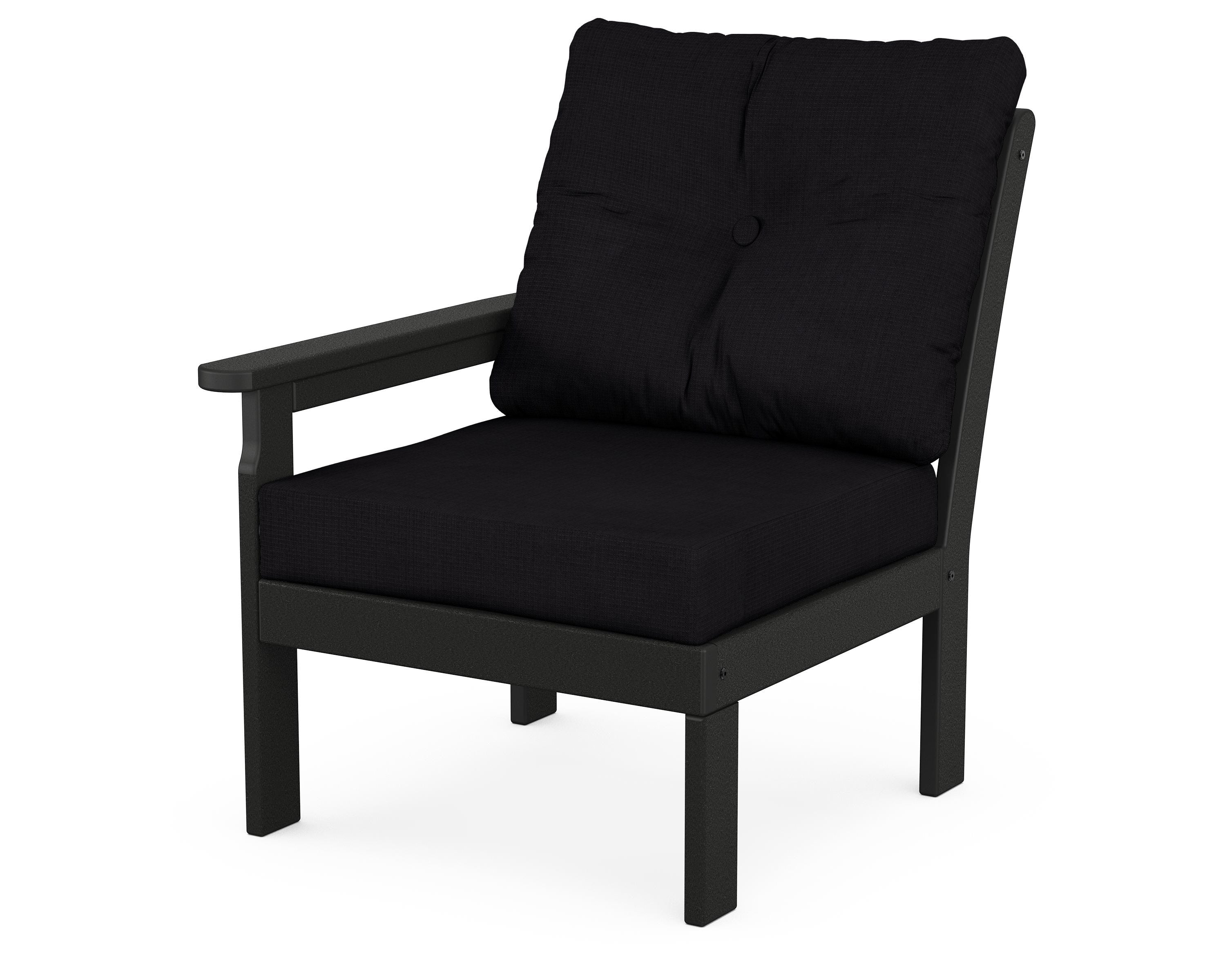 POLYWOOD® Vineyard Modular Left Arm Chair in Black / Midnight Linen