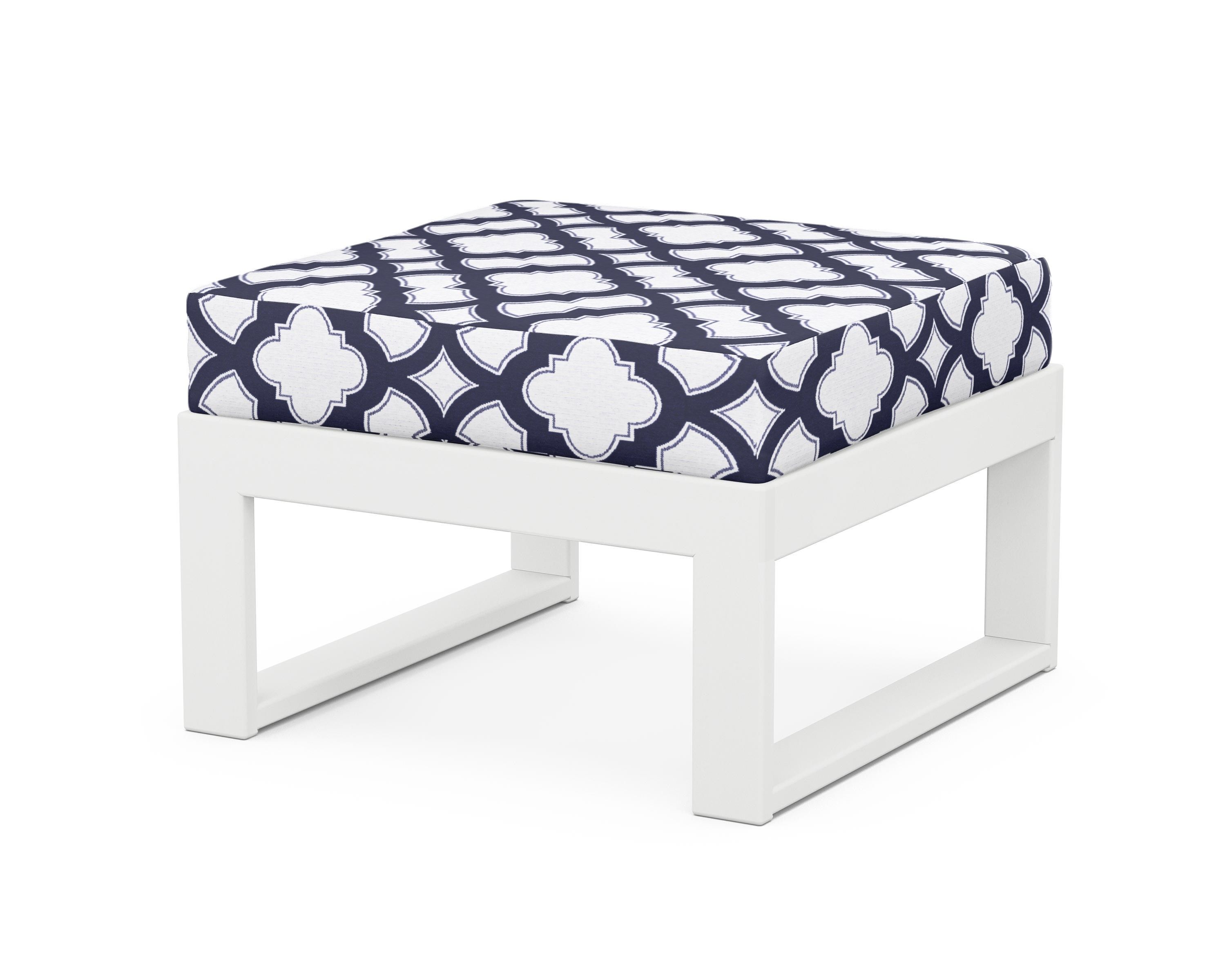 Unbranded Modular Ottoman - Modern in White / Trellis Navy