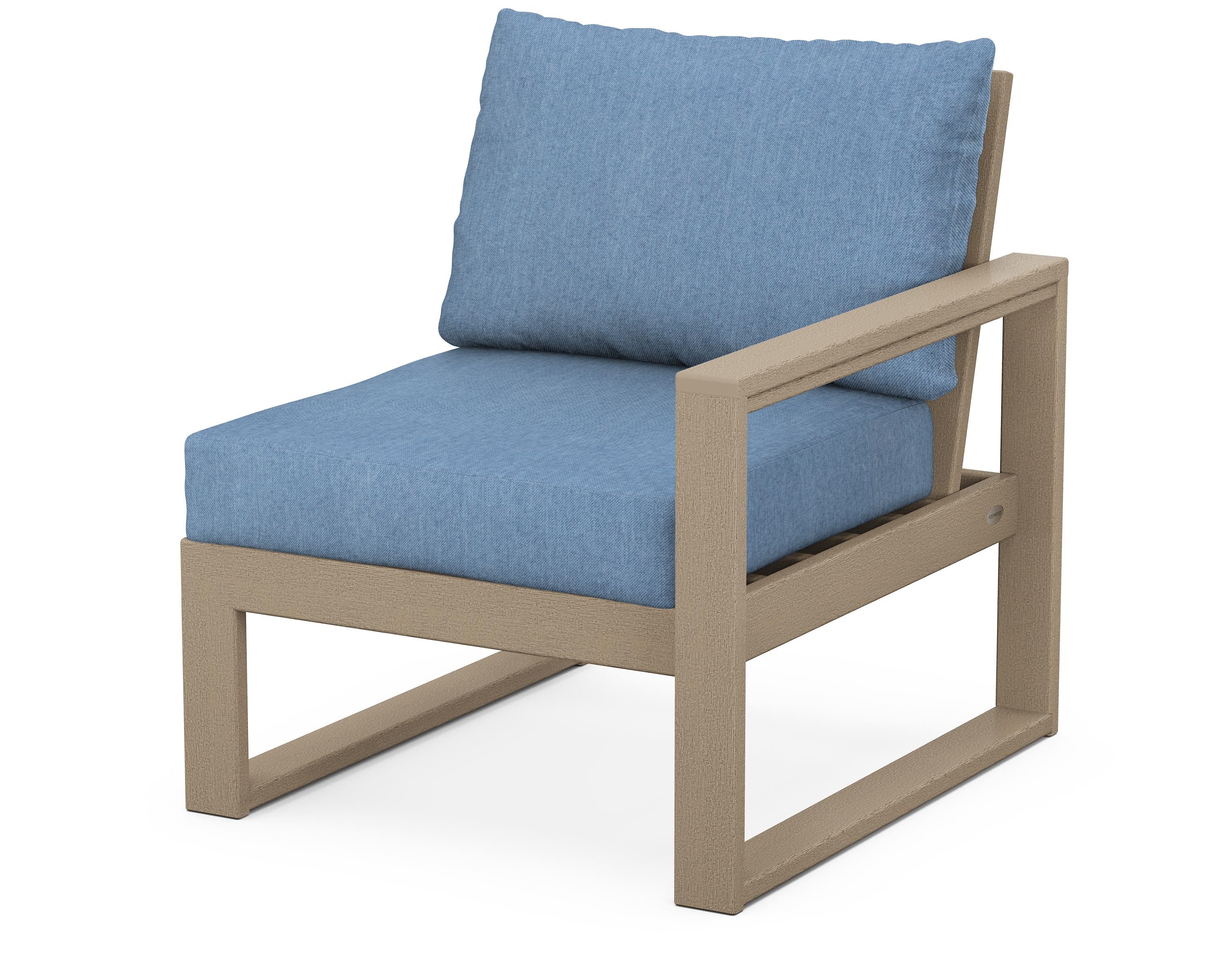POLYWOOD® EDGE Modular Right Arm Chair in Vintage Sahara / Sky Blue