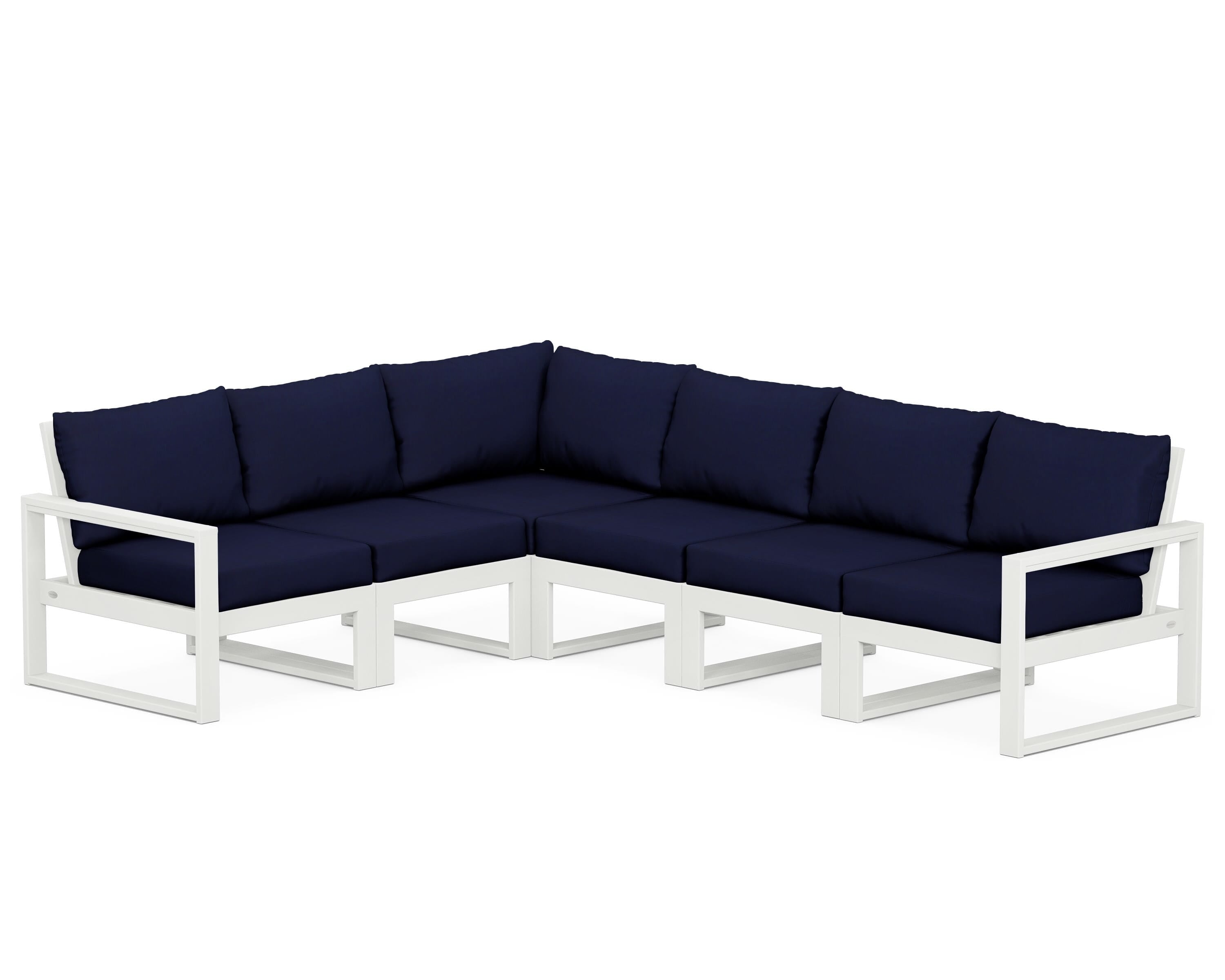 POLYWOOD® EDGE 6-Piece Modular Deep Seating Set in Vintage White / Navy