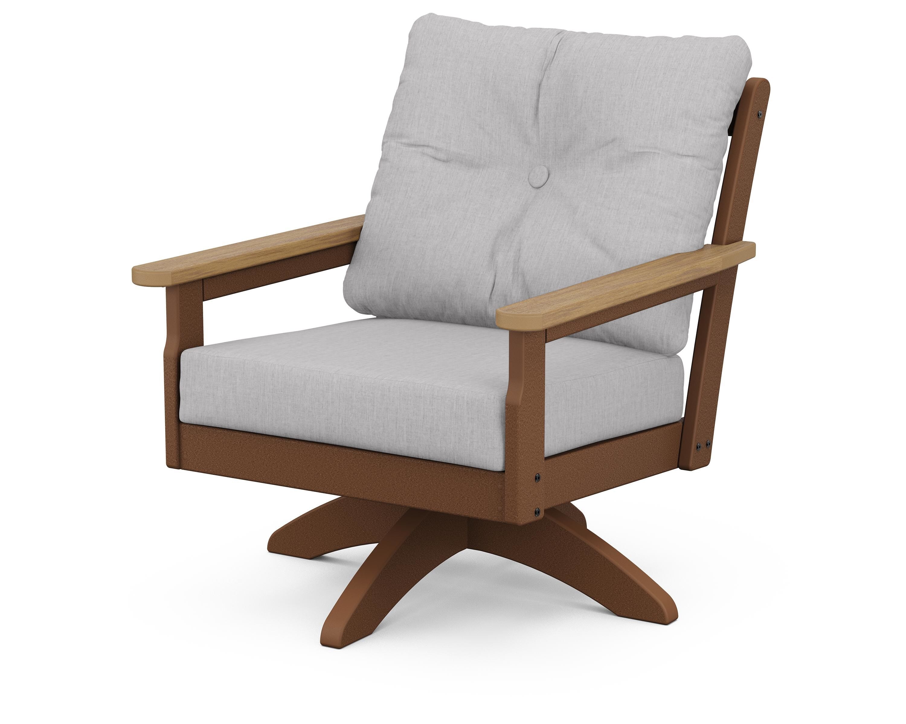 POLYWOOD® Vineyard Deep Seating Swivel Chair in Teak / Natural / Granite