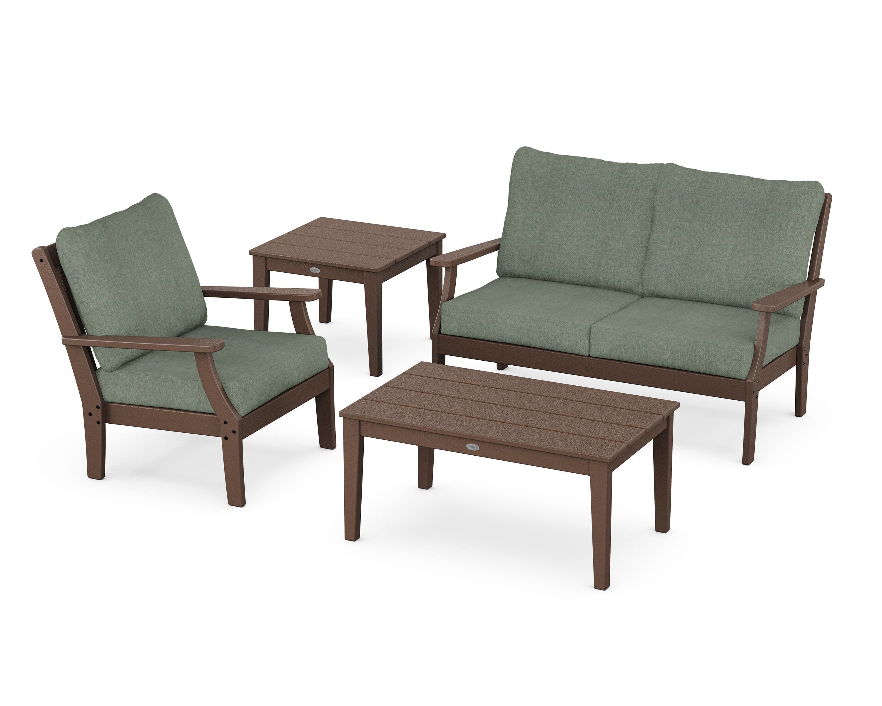 POLYWOOD® Braxton 4-Piece Deep Seating Set in Mahogany / Cast Sage