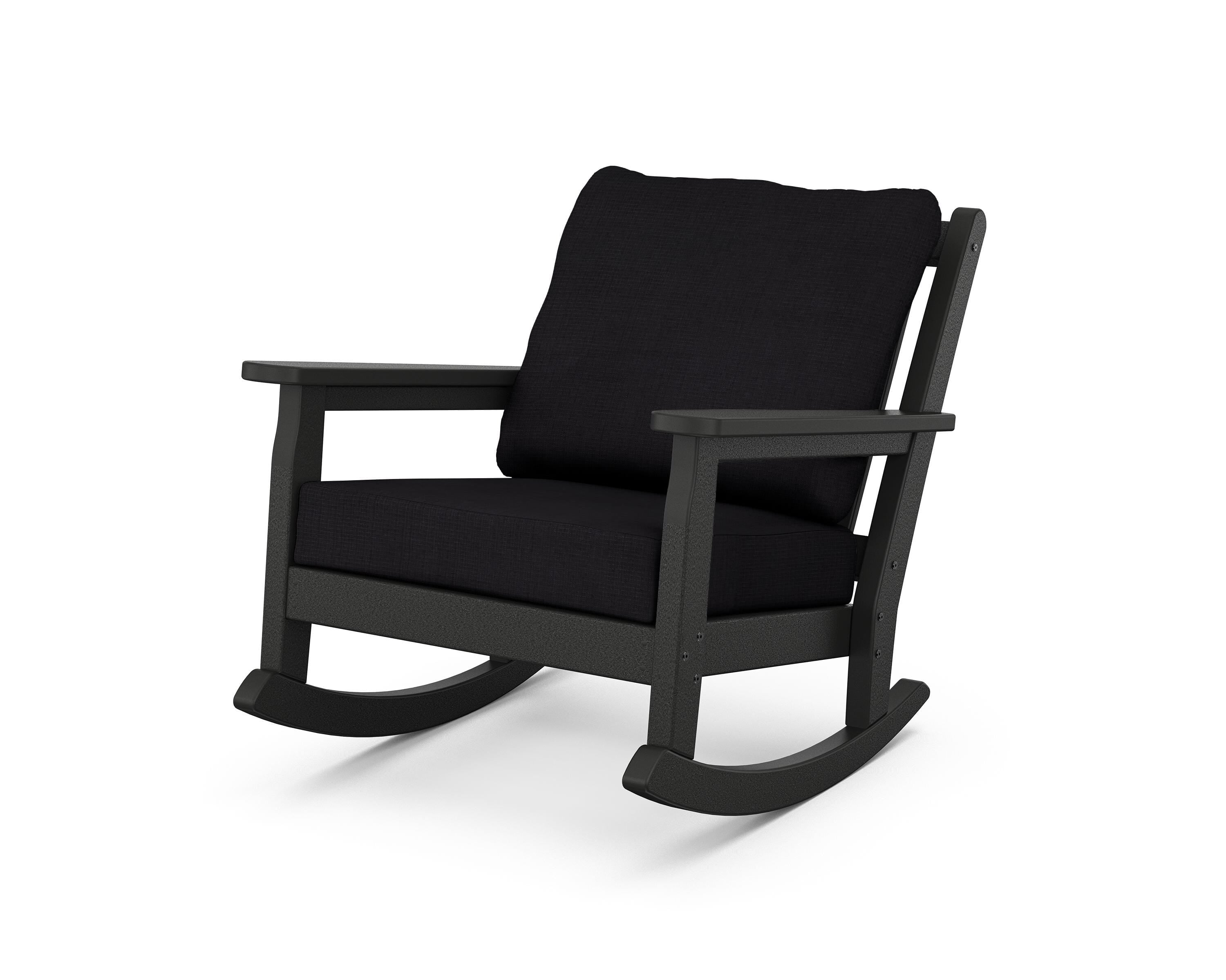 POLYWOOD® Chippendale Deep Seating Rocking Chair in Black / Midnight Linen