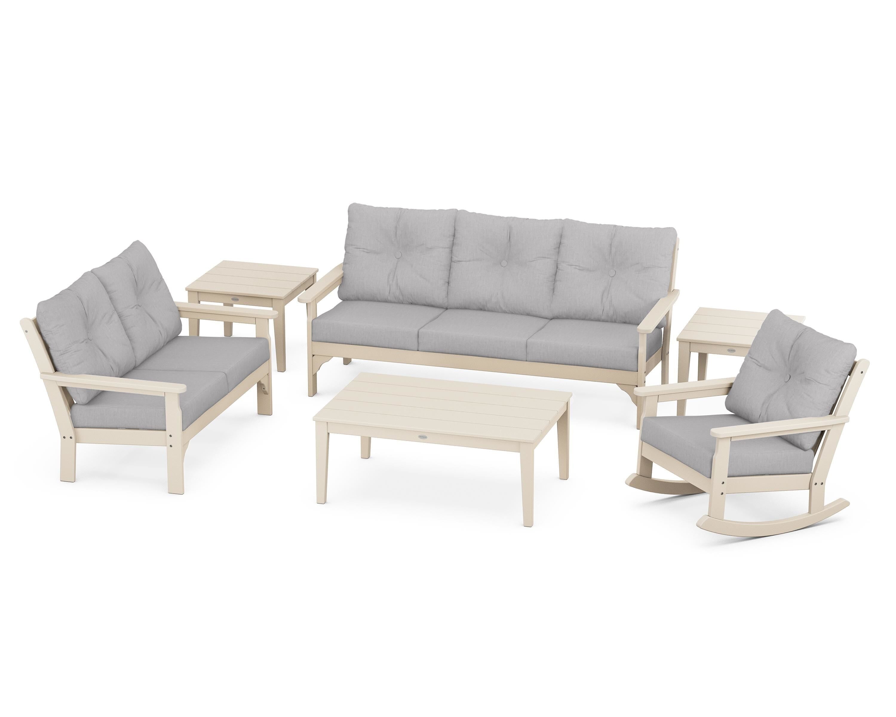 POLYWOOD® Vineyard 6-Piece Deep Seating Set in Sand / Granite