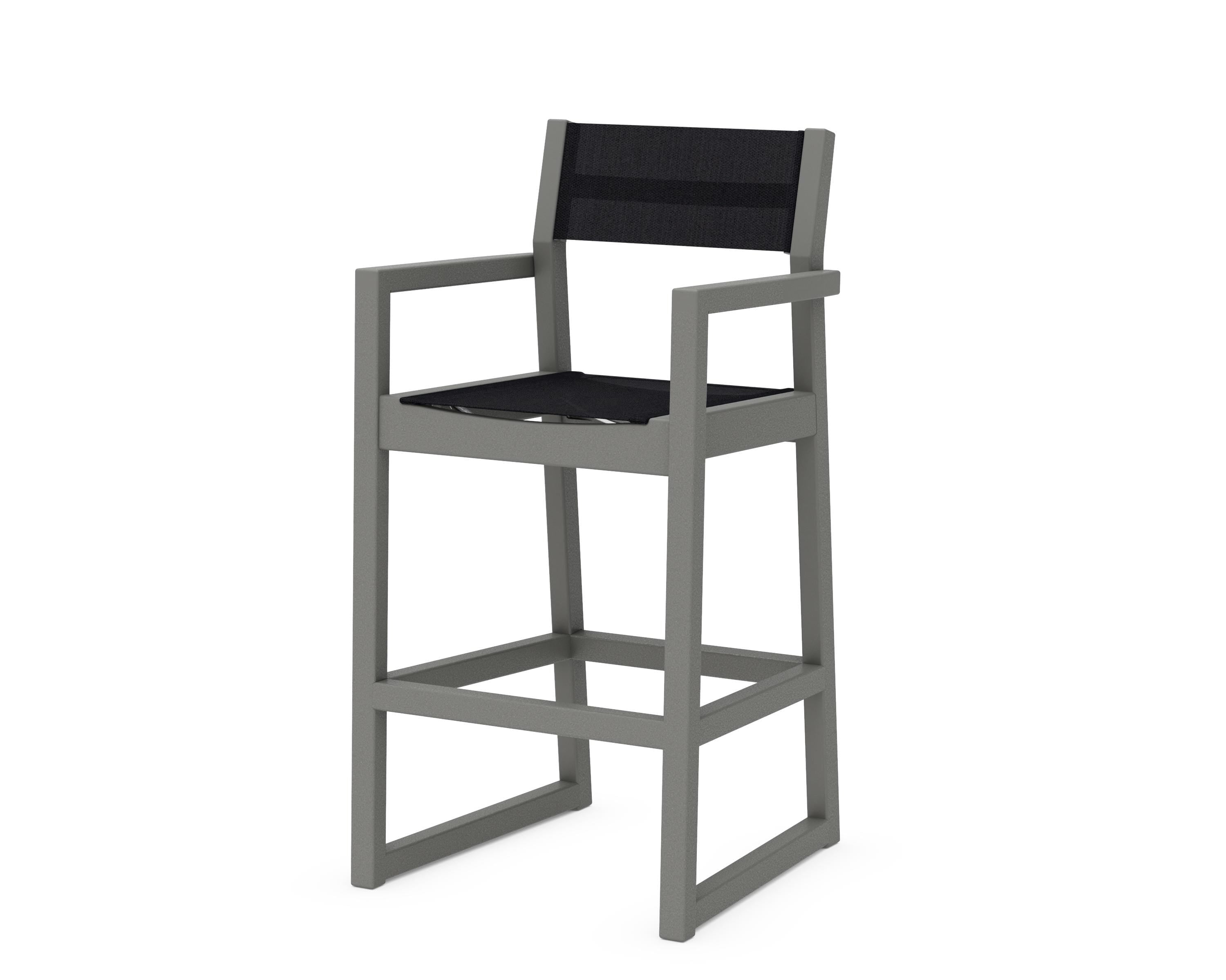 POLYWOOD® EDGE Sling Bar Arm Chair in Slate Grey / Black Sling