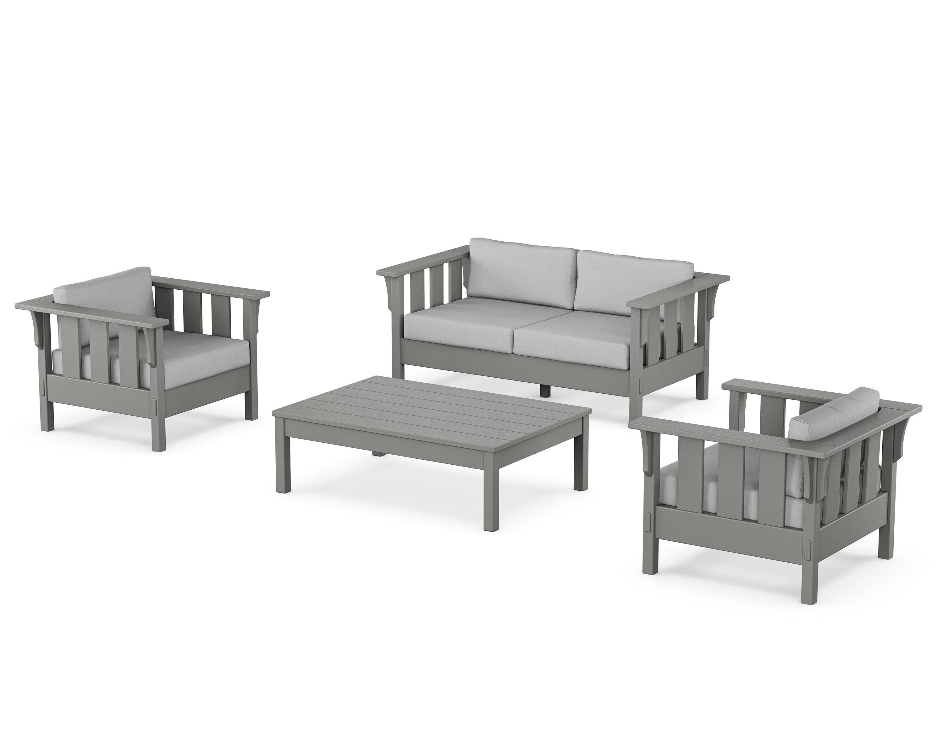 Martha Stewart by POLYWOOD® Acadia 4-Piece Deep Seating Set with Loveseat in Slate Grey / Granite