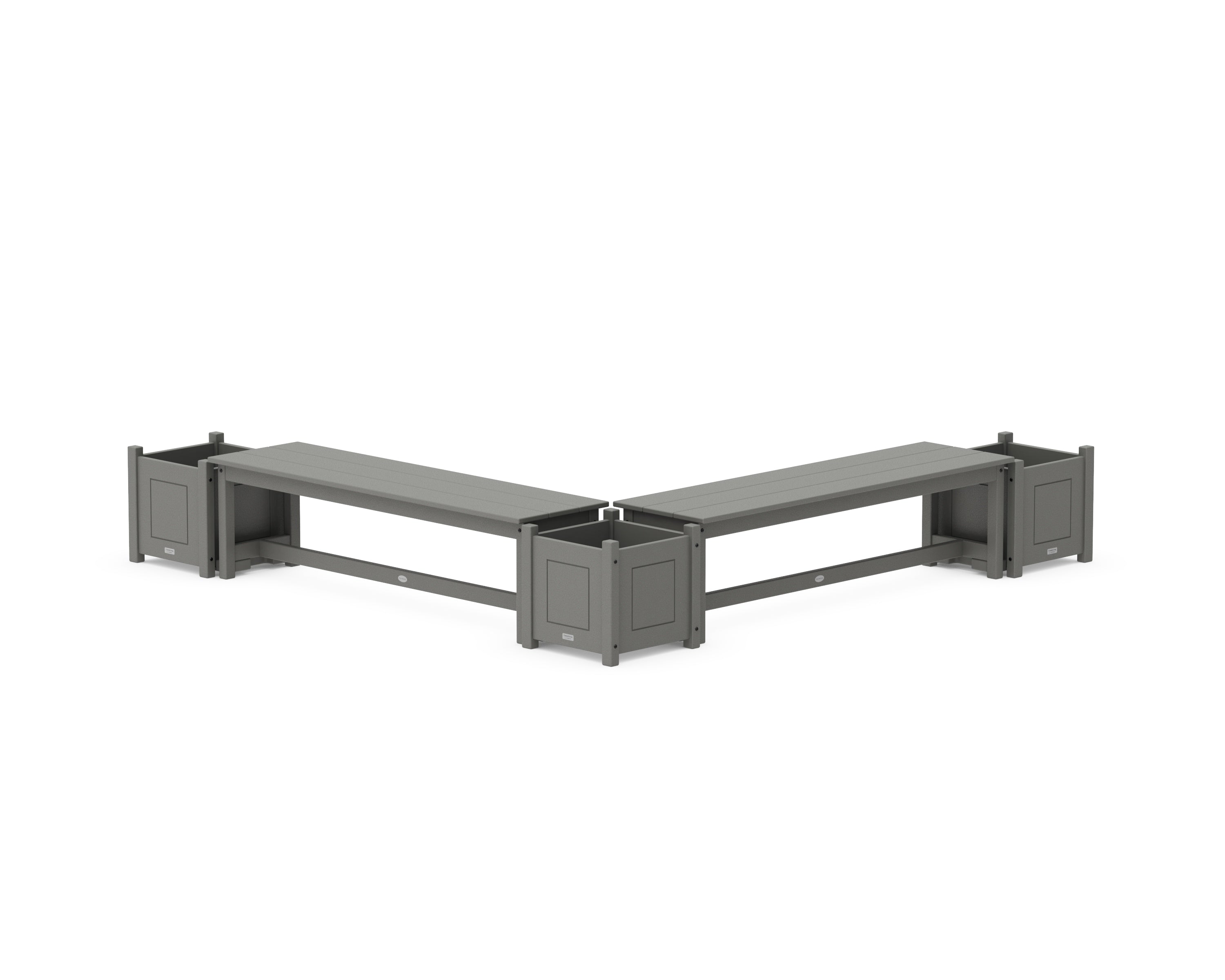 Country Living 60" Country Living L- Shaped Planter Bench Corner Set in Slate Grey