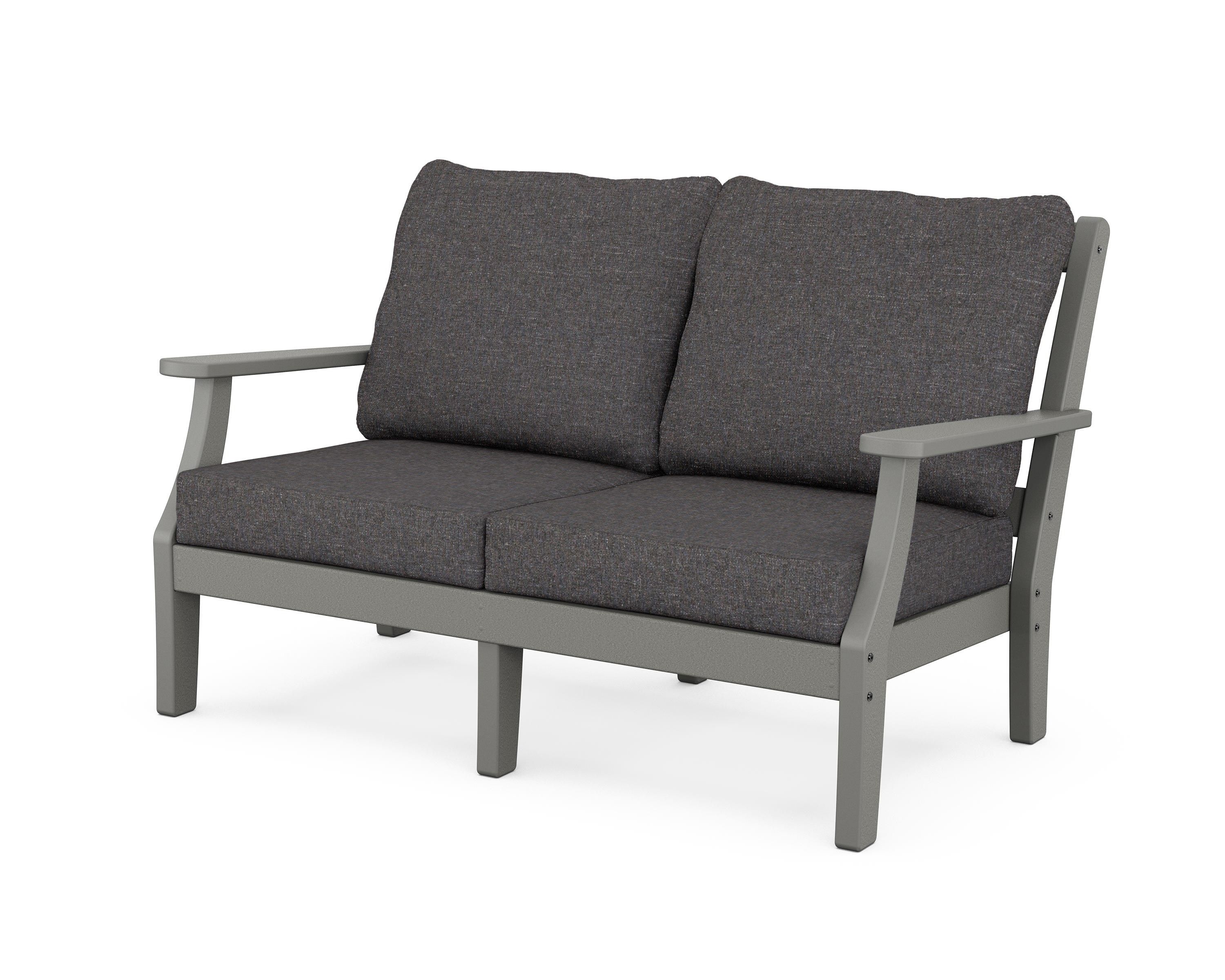 Martha Stewart by POLYWOOD® Chinoiserie Deep Seating Loveseat in Slate Grey / Ash Charcoal