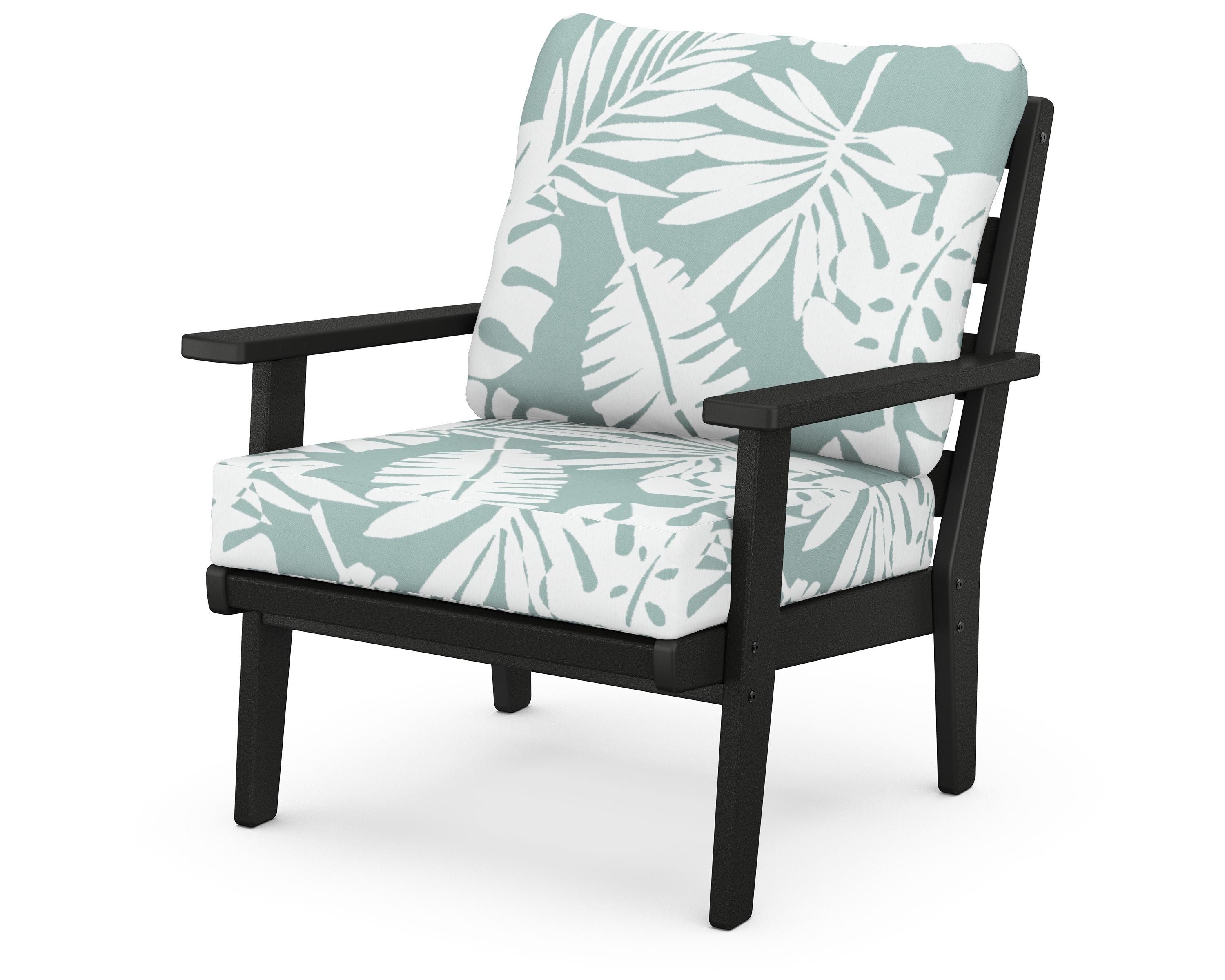 POLYWOOD® Grant Park Deep Seating Chair in Black / Leaf Glacier Spa
